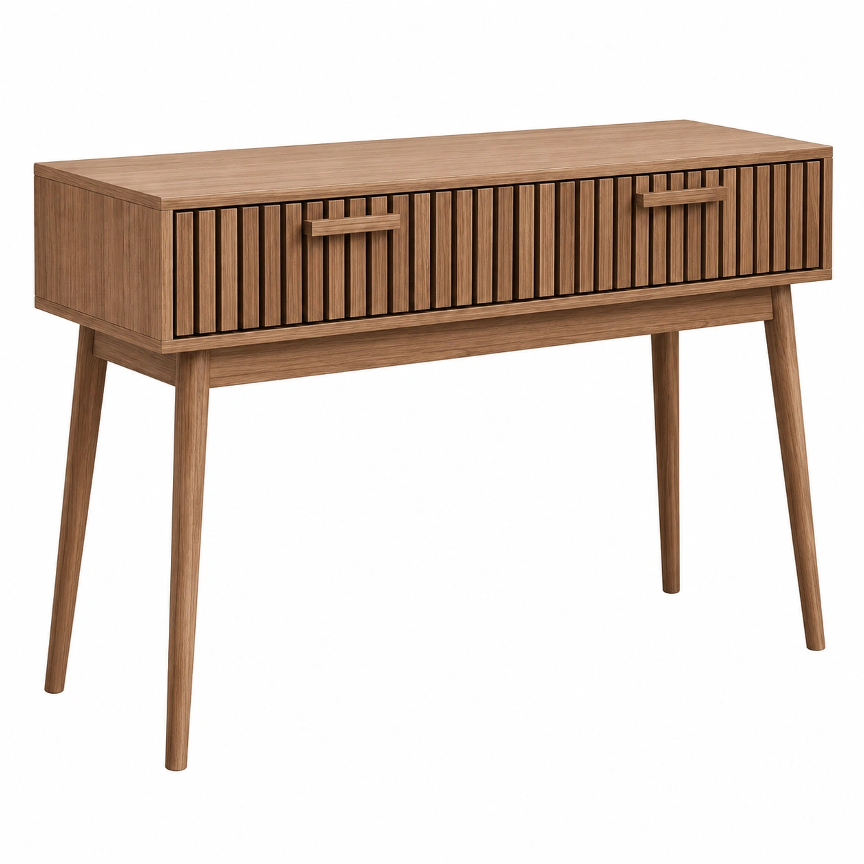 Consola Nordica de Madera con Cajones Ranurados-SelviaLiving