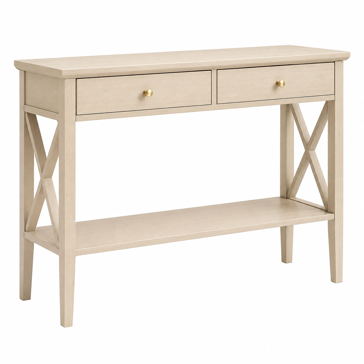 Mesa Consola Nordica con 2 Cajones y Estante Inferior-SelviaLiving