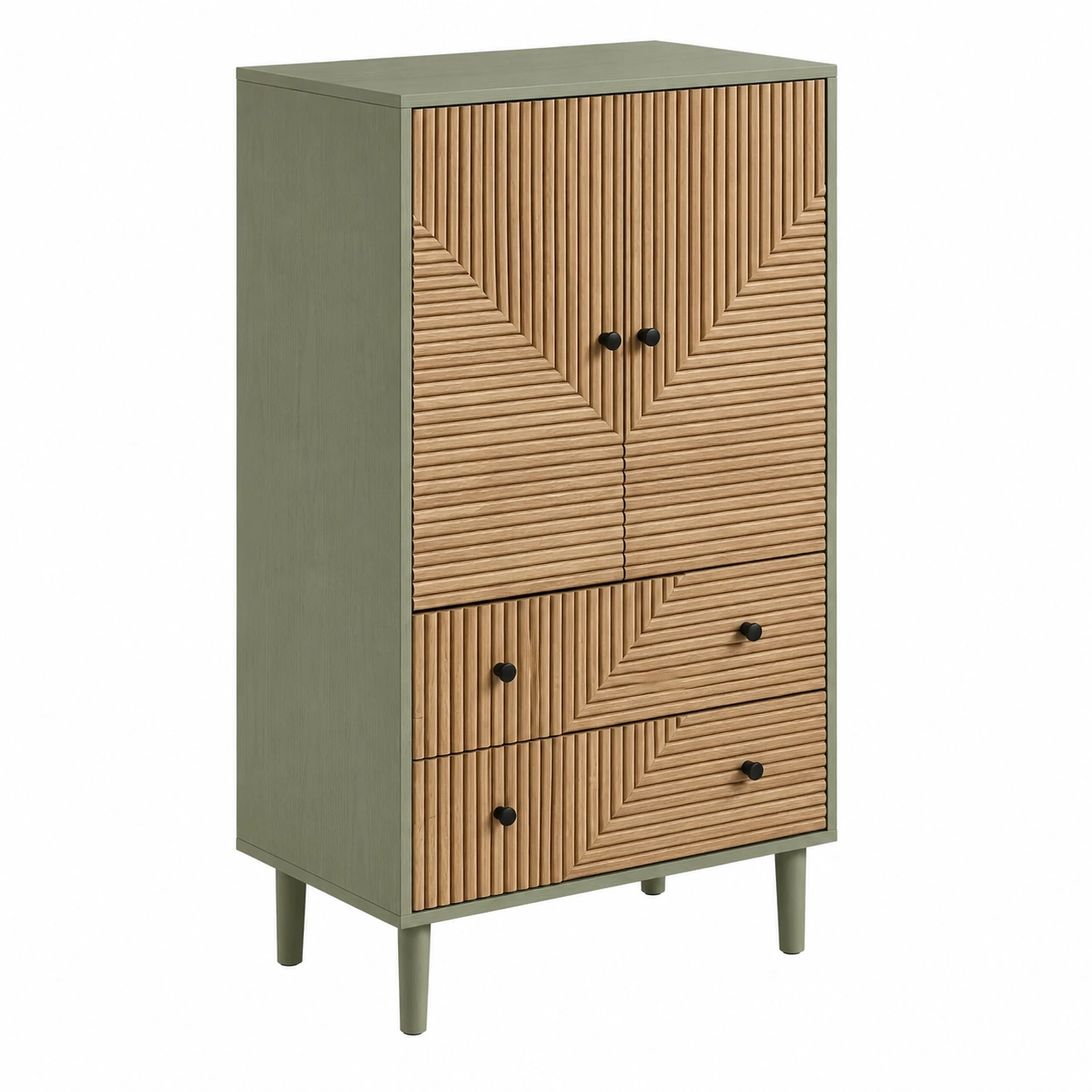 Armario Alto Moderno con Puertas y Cajones Texturizados-SelviaHome