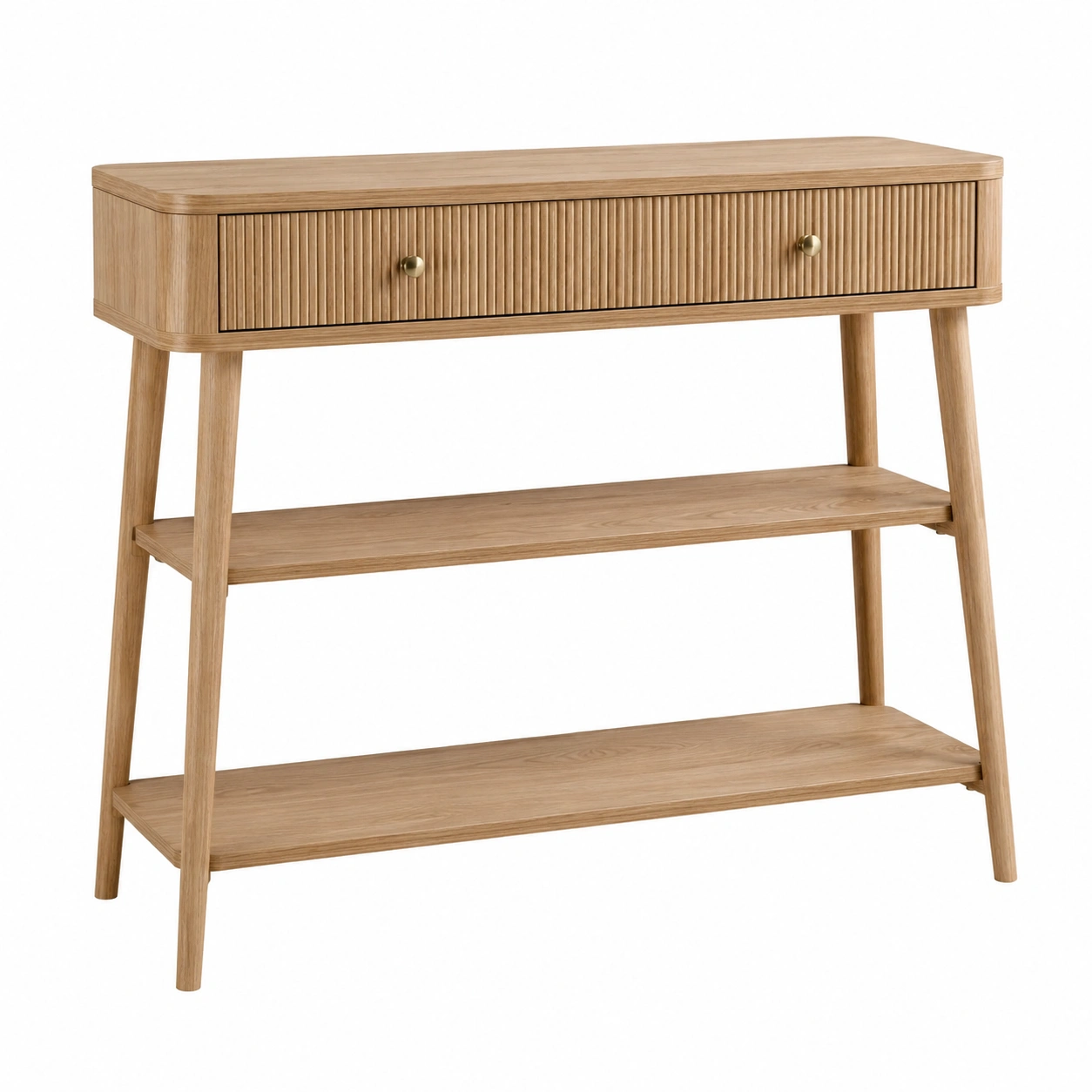 Mesa Consola Moderna de Madera con Cajon y Estantes-SelviaHome