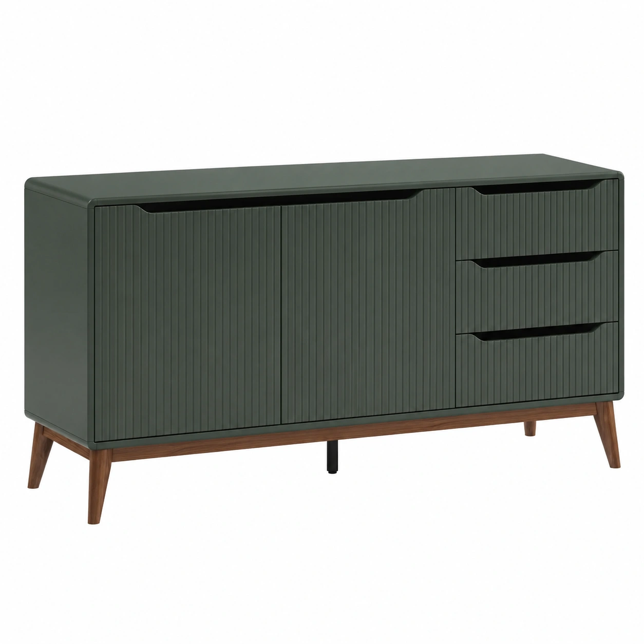 Aparador Moderno con Puertas y Cajones Estriados Verde Oscuro-SelviaHome