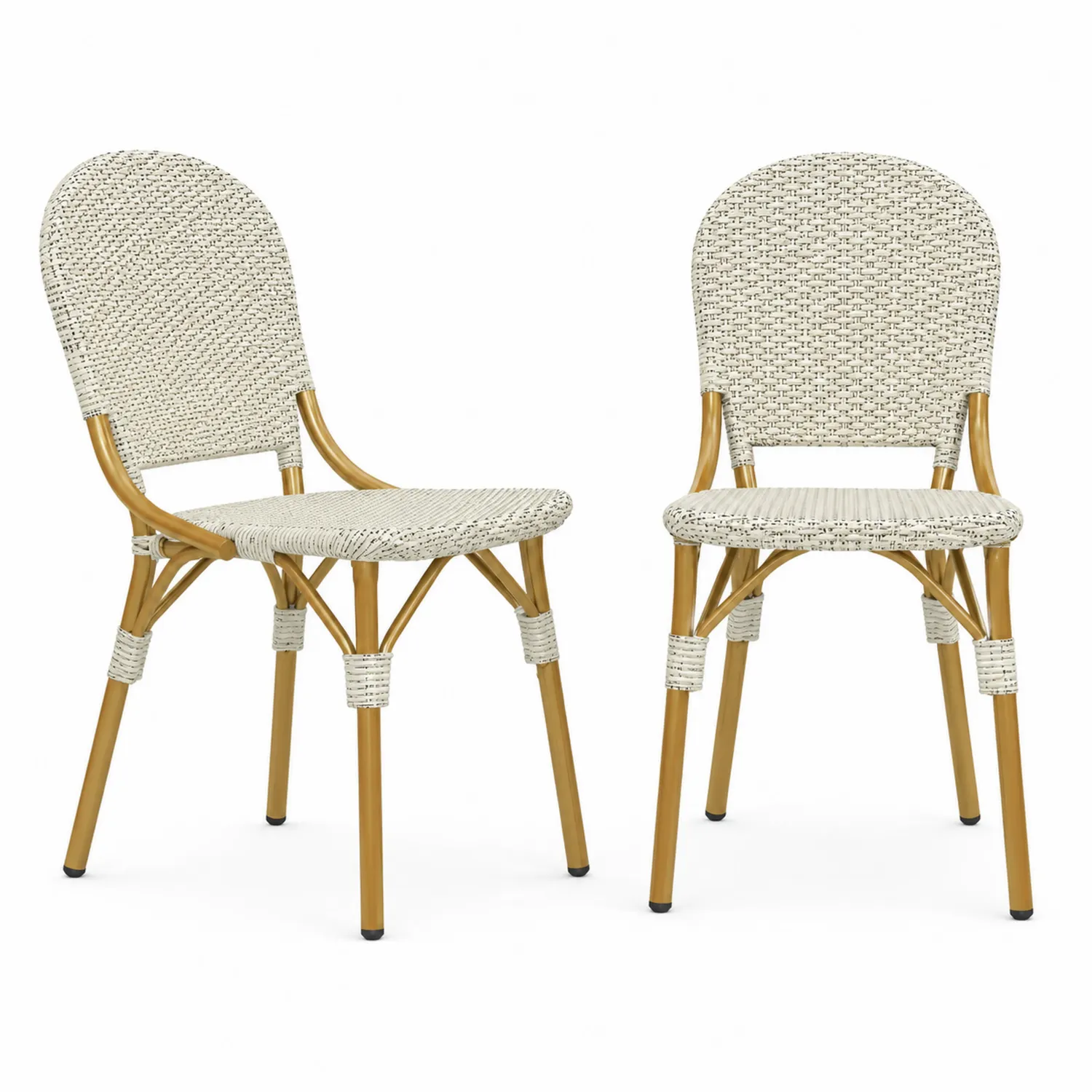 Set di 2 Sedie in Rattan Sintetico con Struttura in Alluminio