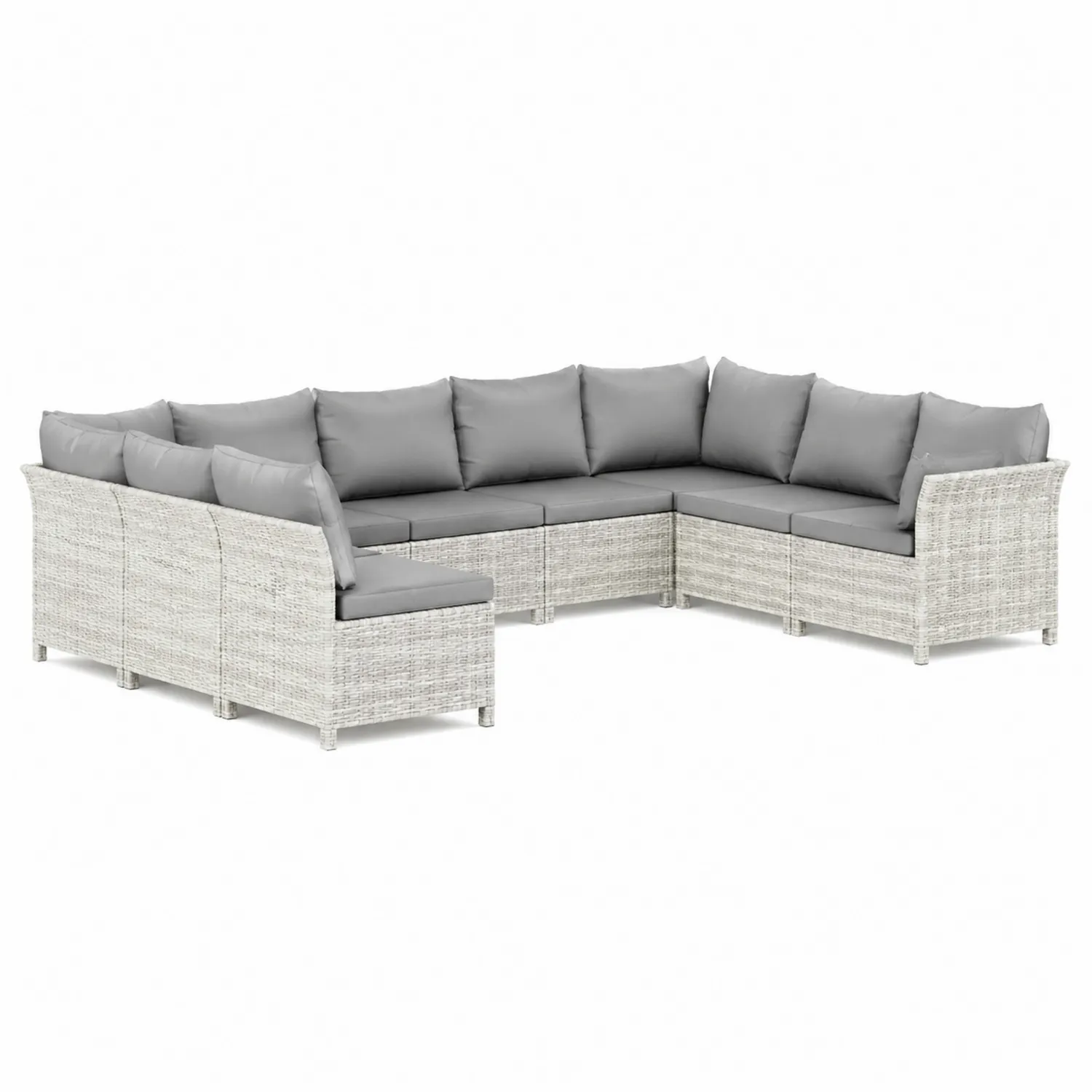 Set Divano da Giardino Angolare in Rattan con Cuscini Grigi