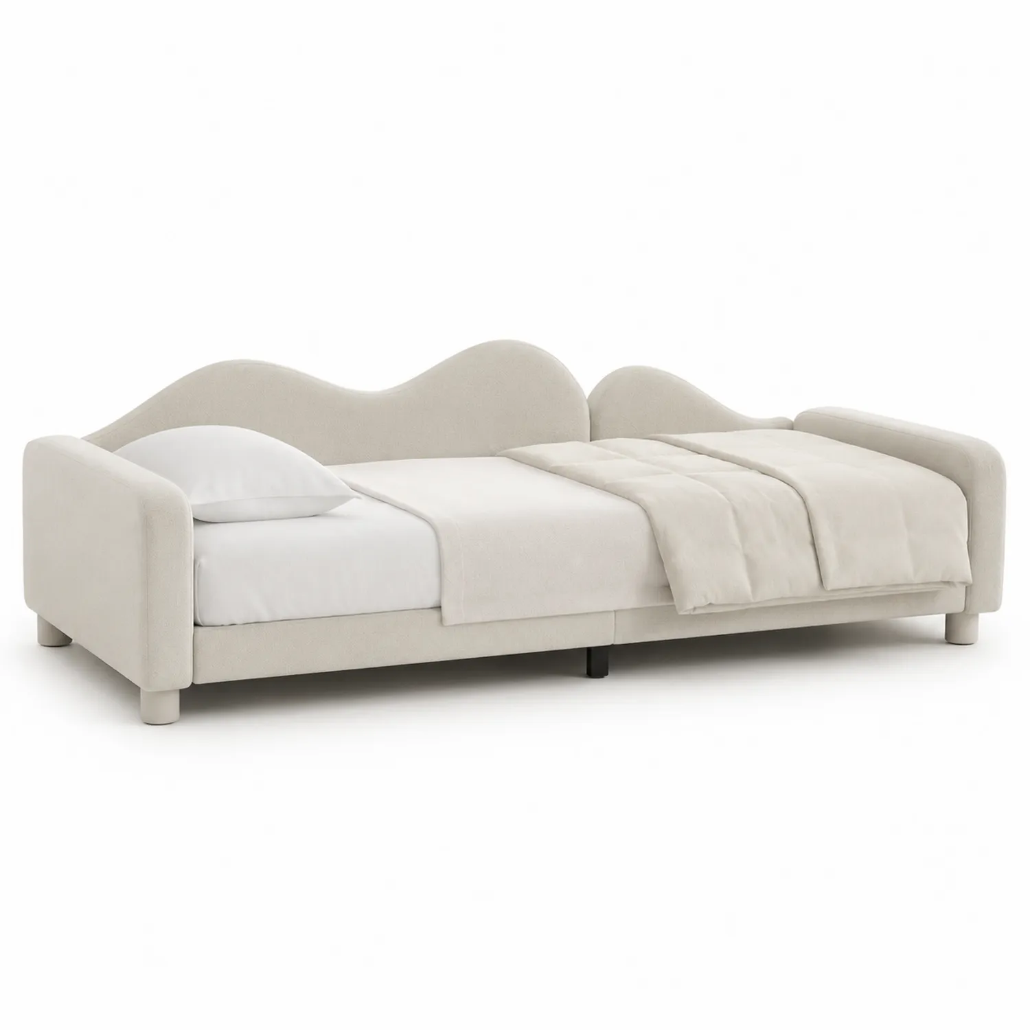 Daybed in tessuto con design ondulato 200x90 cm Beige