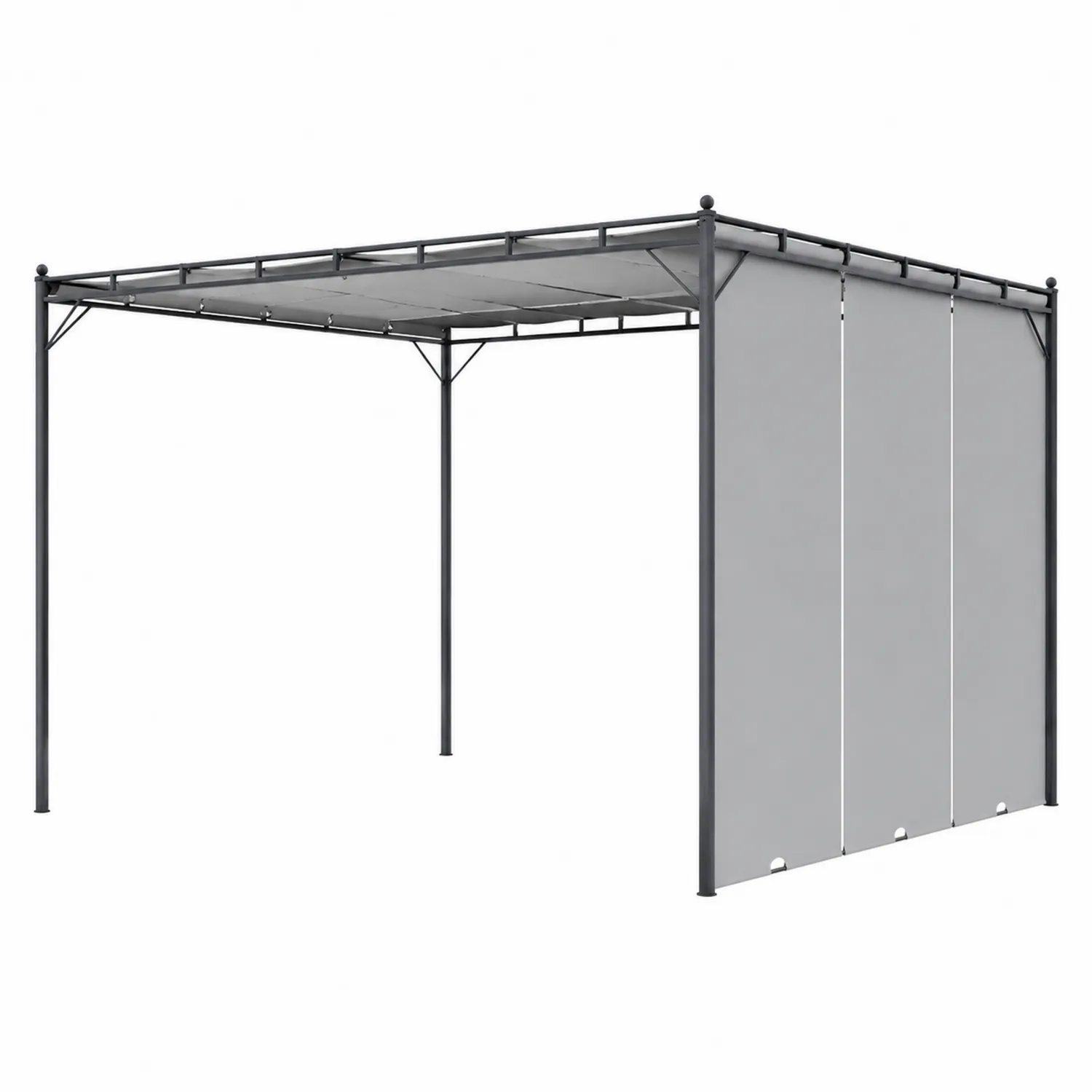 Pergola in Metallo con Tetto Scorrevole Grigio