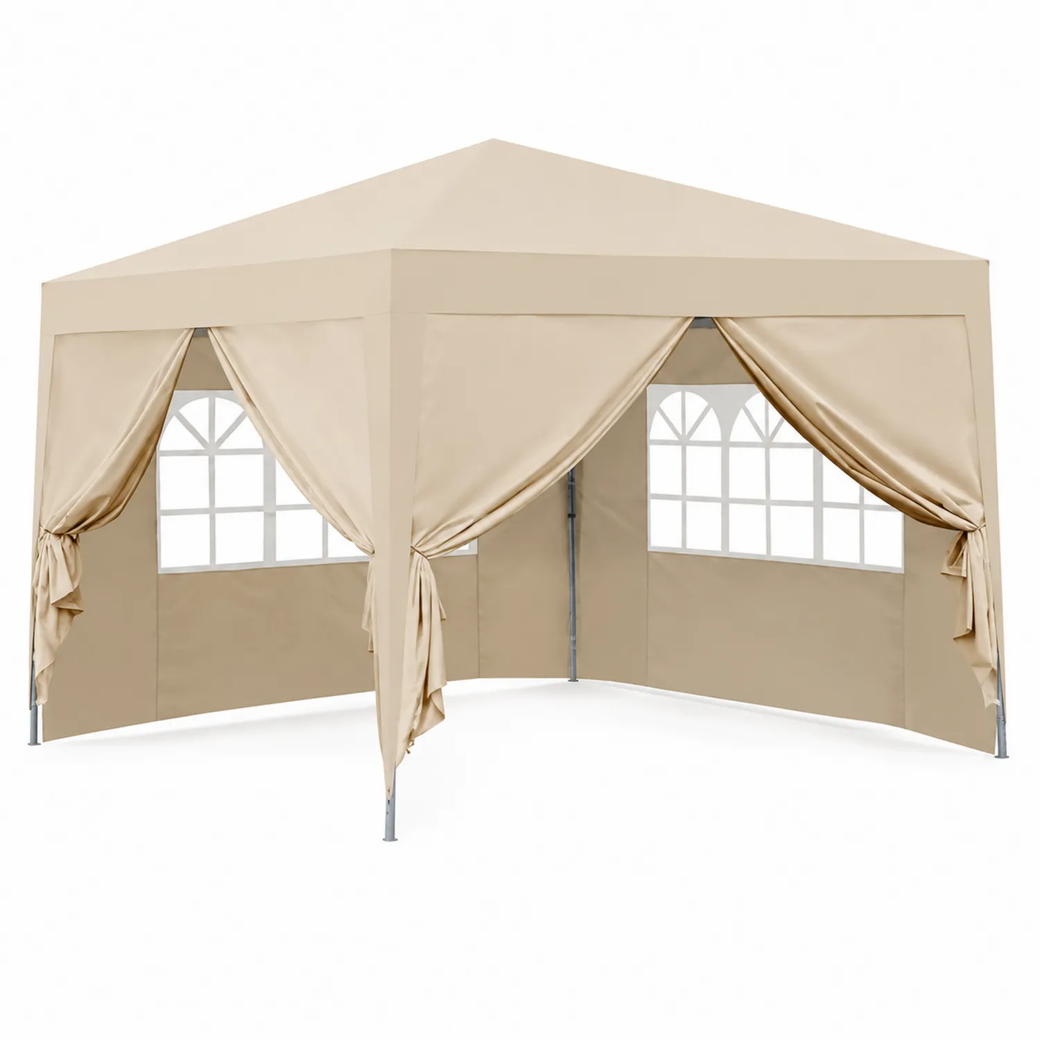 Gazebo da Esterno 3x3m in Acciaio e Poliestere Beige