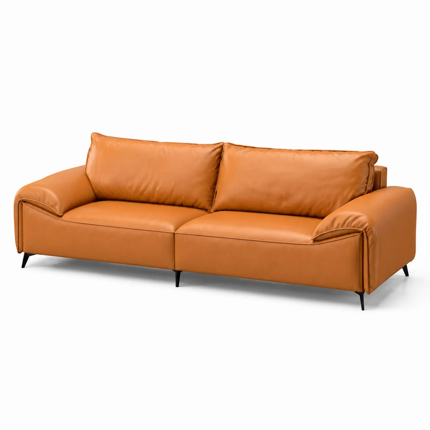 Divano in Pelle Sintetica Arancione 220 cm