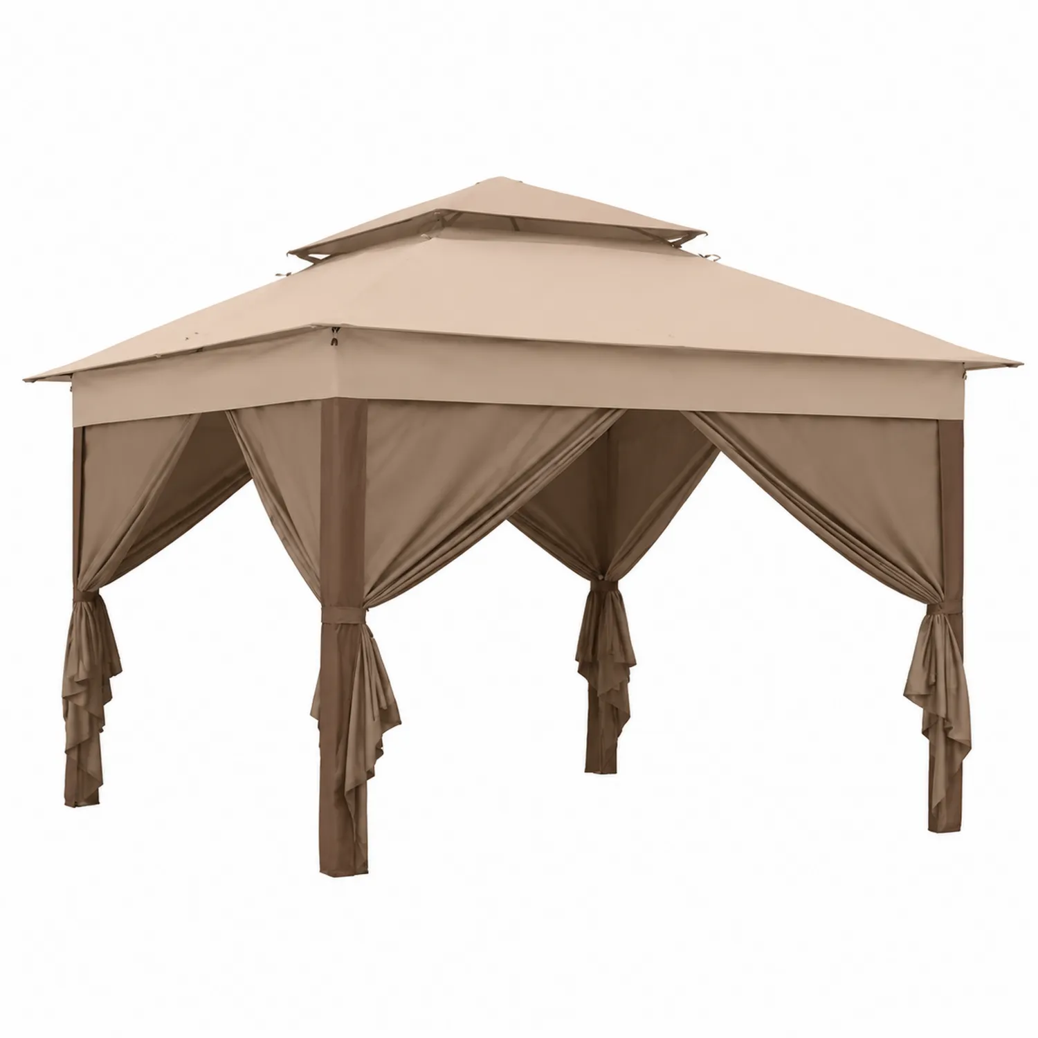 Gazebo quadrato in acciaio e poliestere beige