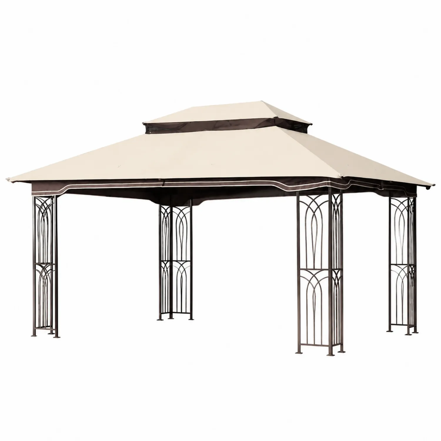 Gazebo rettangolare in metallo con tetto in poliestere Beige