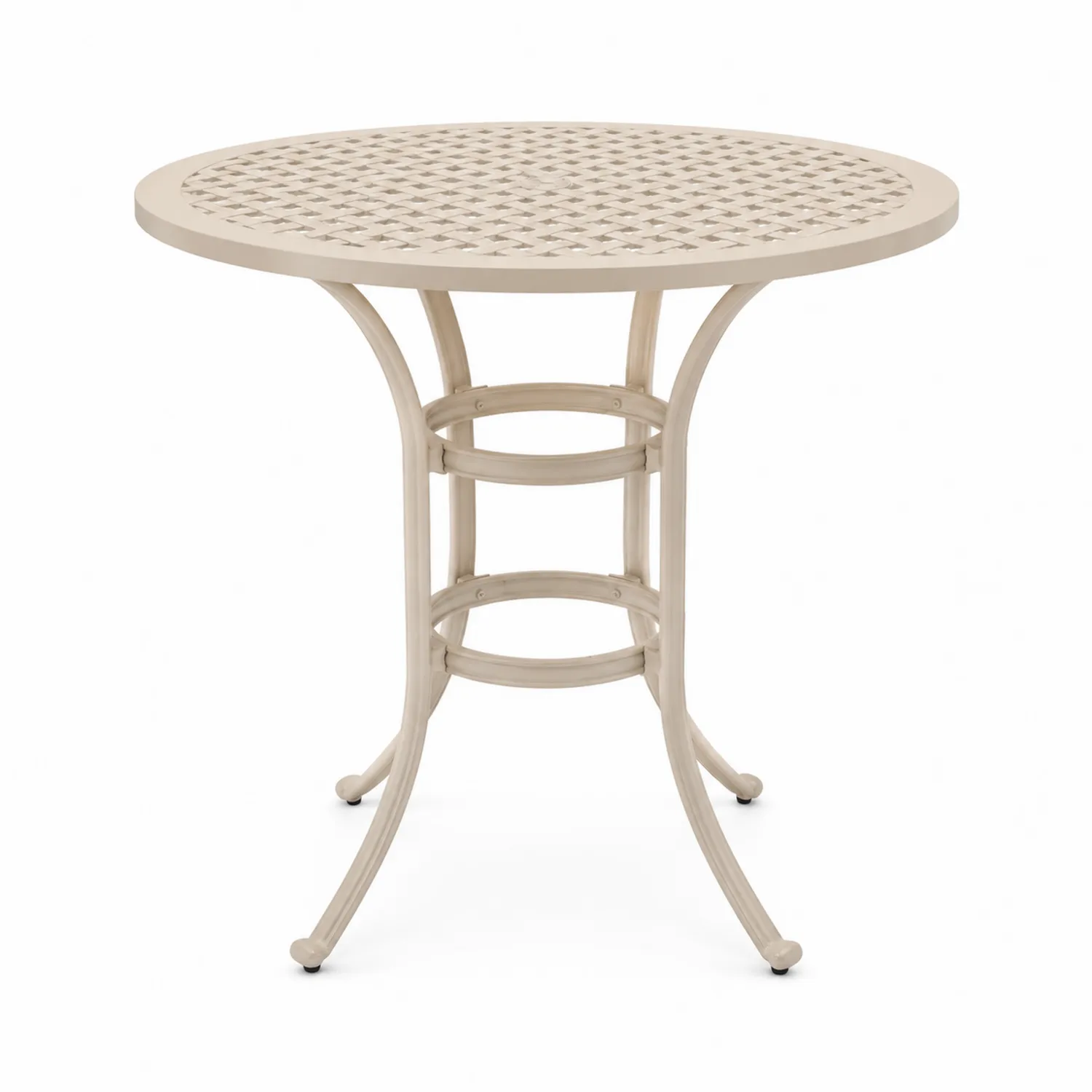 Tavolo da esterno rotondo in alluminio verniciato diametro 90 cm Beige