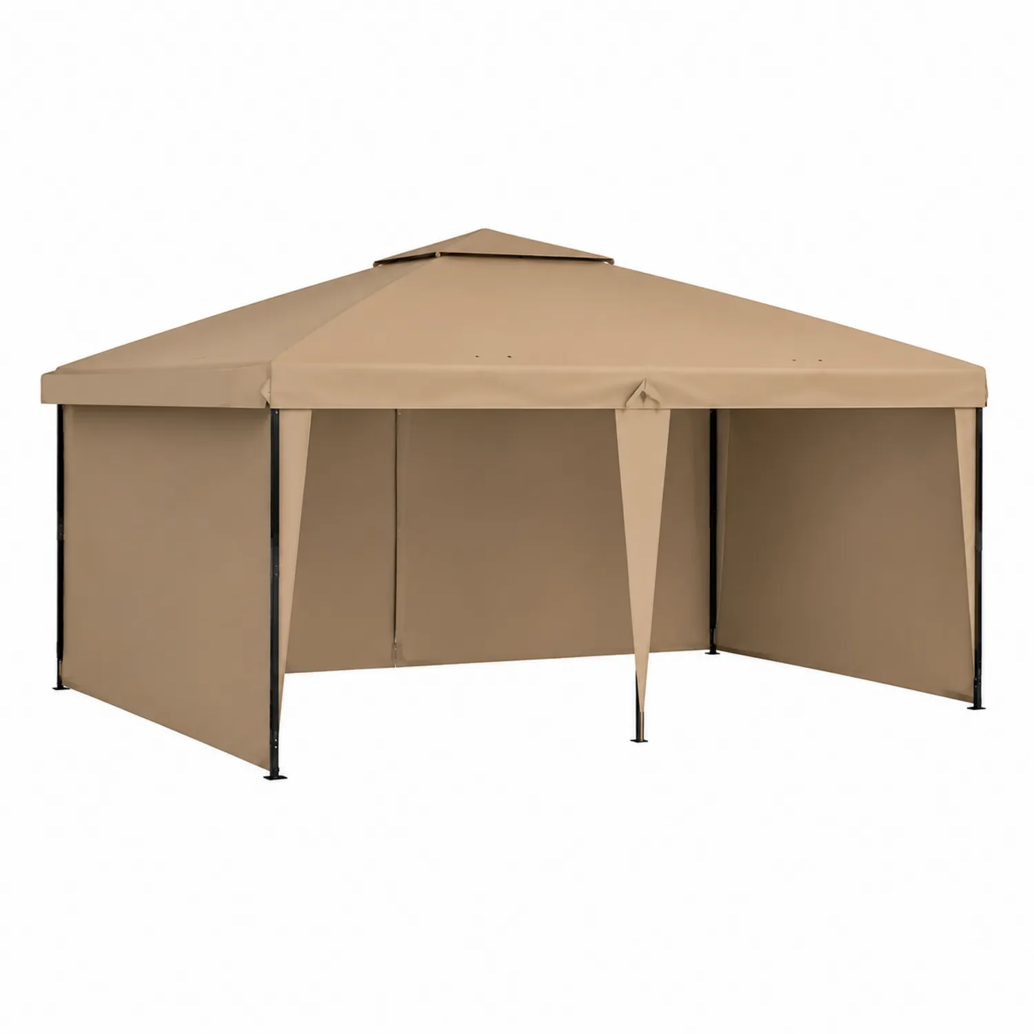 Gazebo da Giardino Rettangolare in Tessuto Poliestere Marrone 3x4m