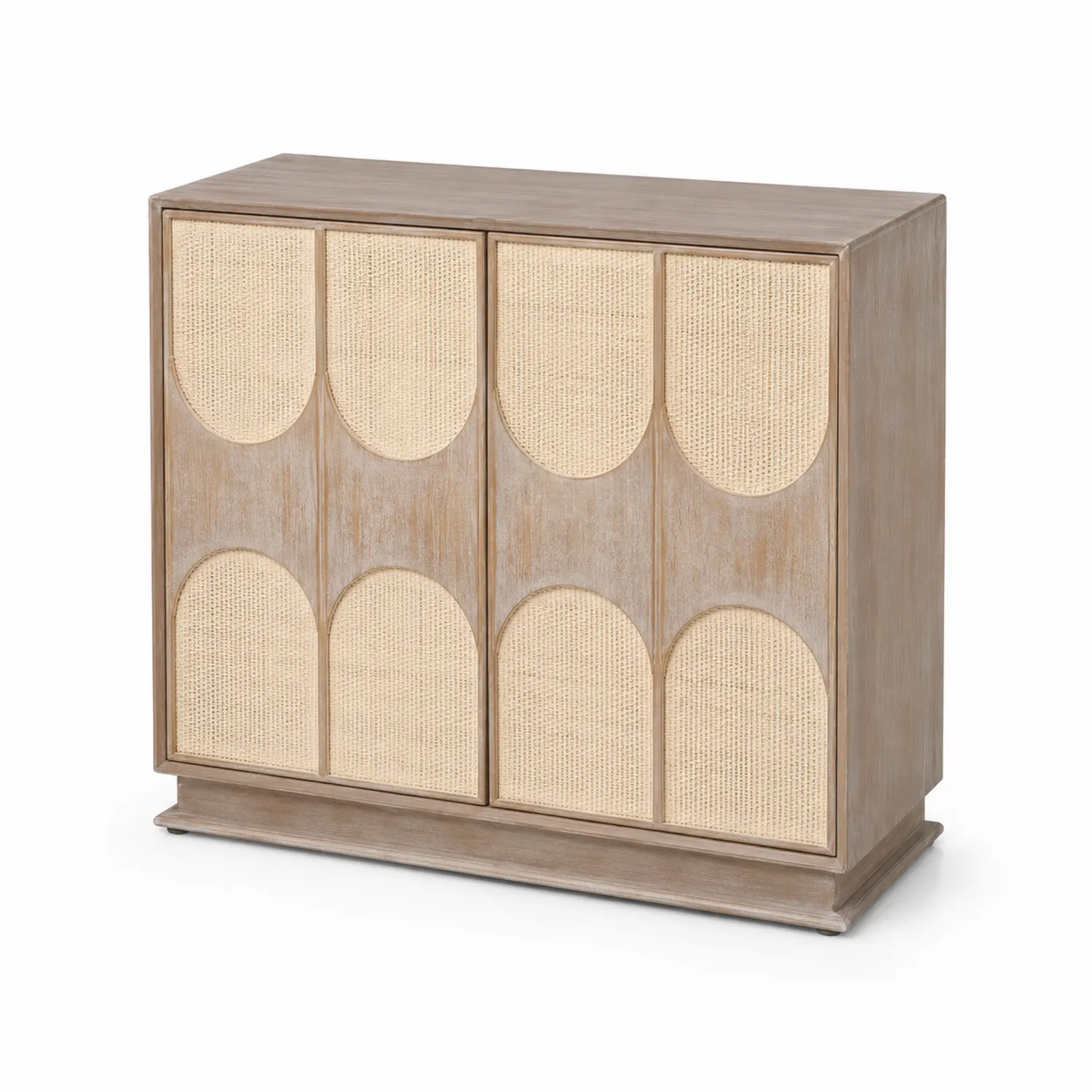 Credenza in Legno e Rattan Naturale 80x40x90 cm