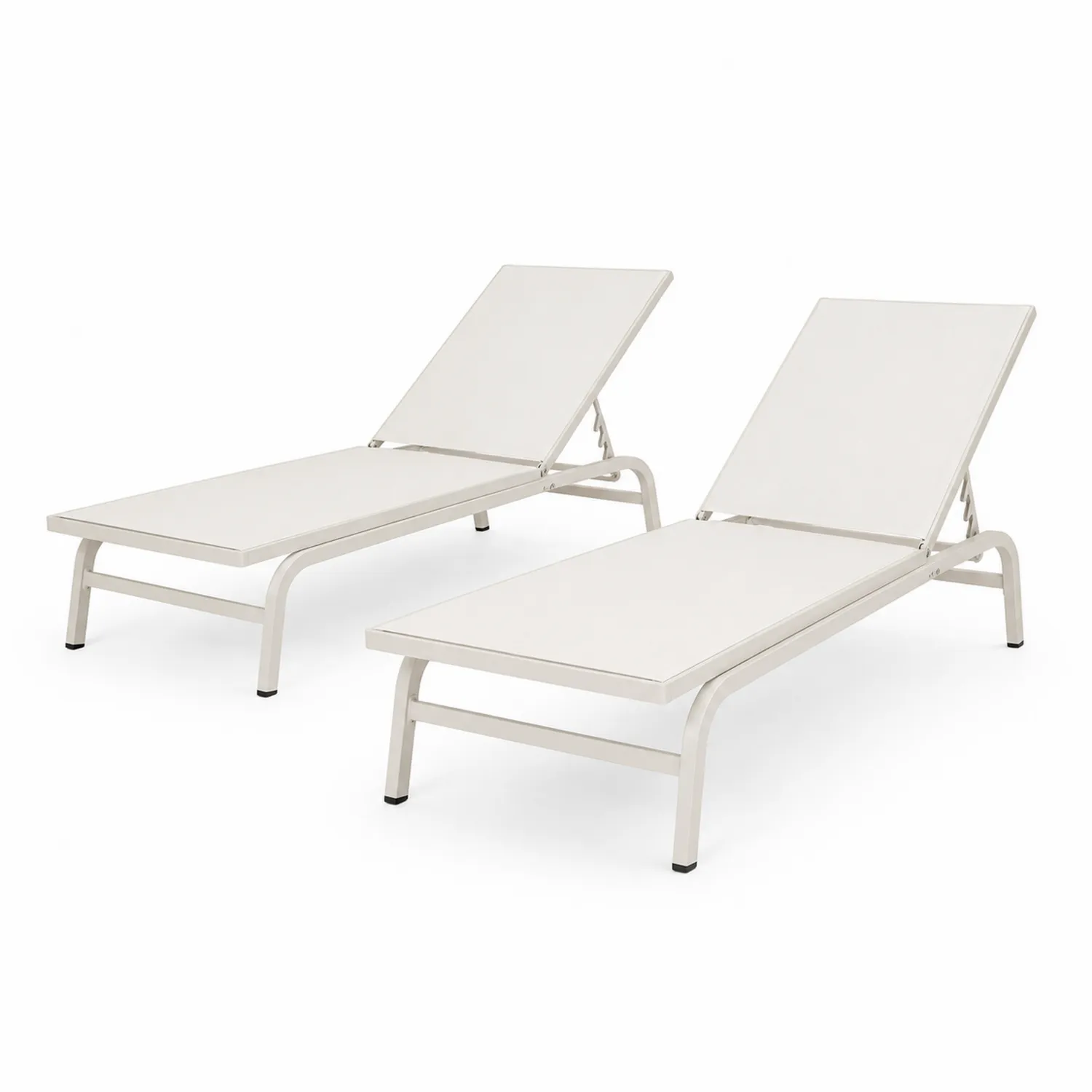 Set di 2 Lettini Prendisole in Alluminio Bianchi