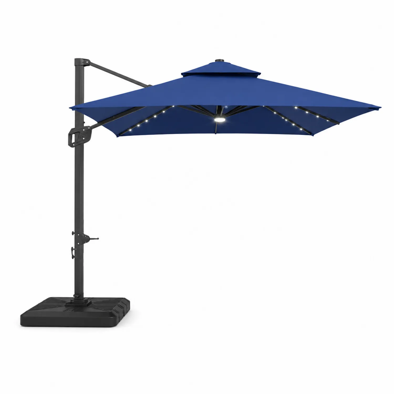Ombrellone a Braccio Laterale in Poliestere e Acciaio con LED, 300 cm