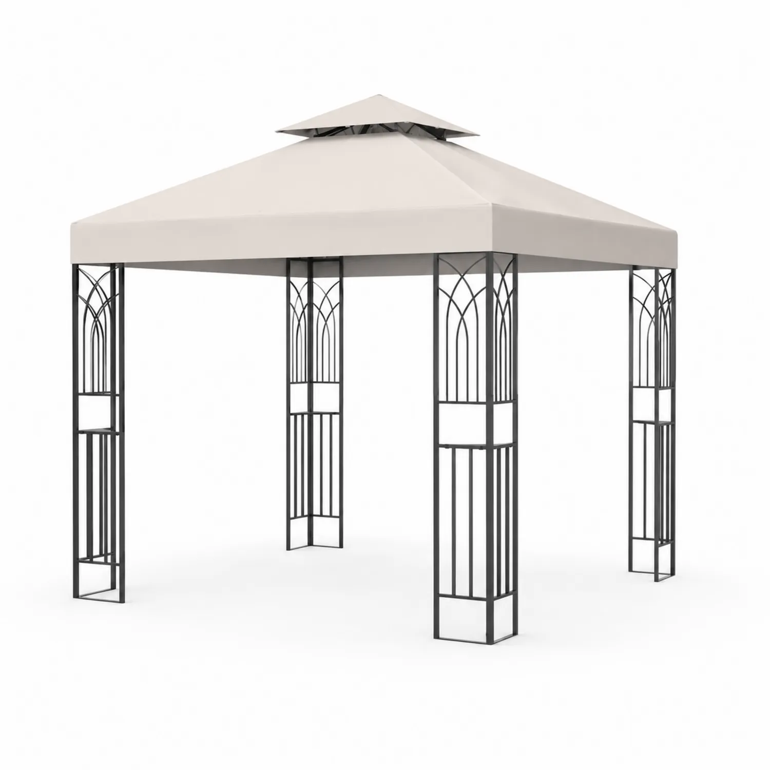 Gazebo Quadrato in Acciaio con Tetto in Poliestere
