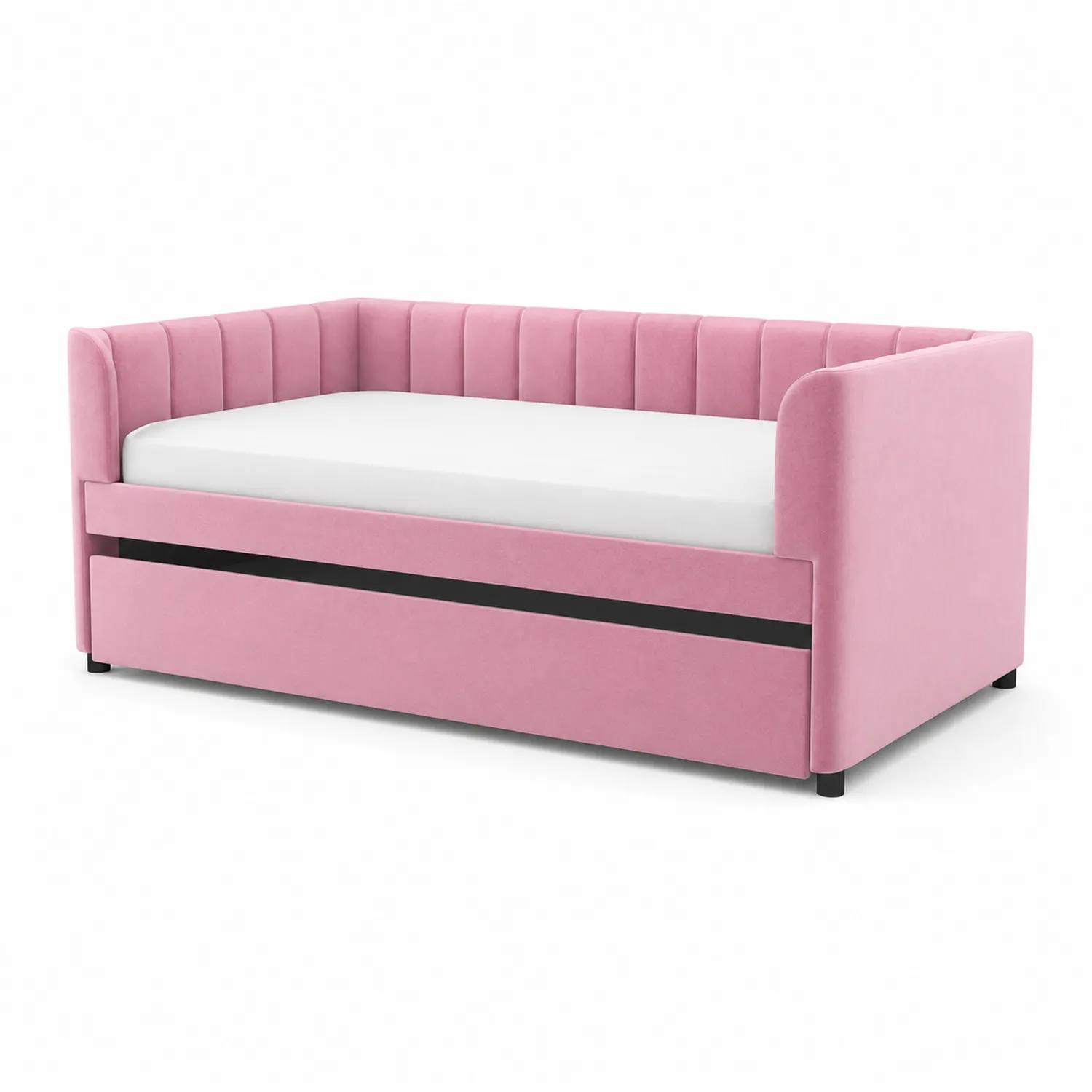 Divano Letto in Velluto con Letto Estraibile Rosa