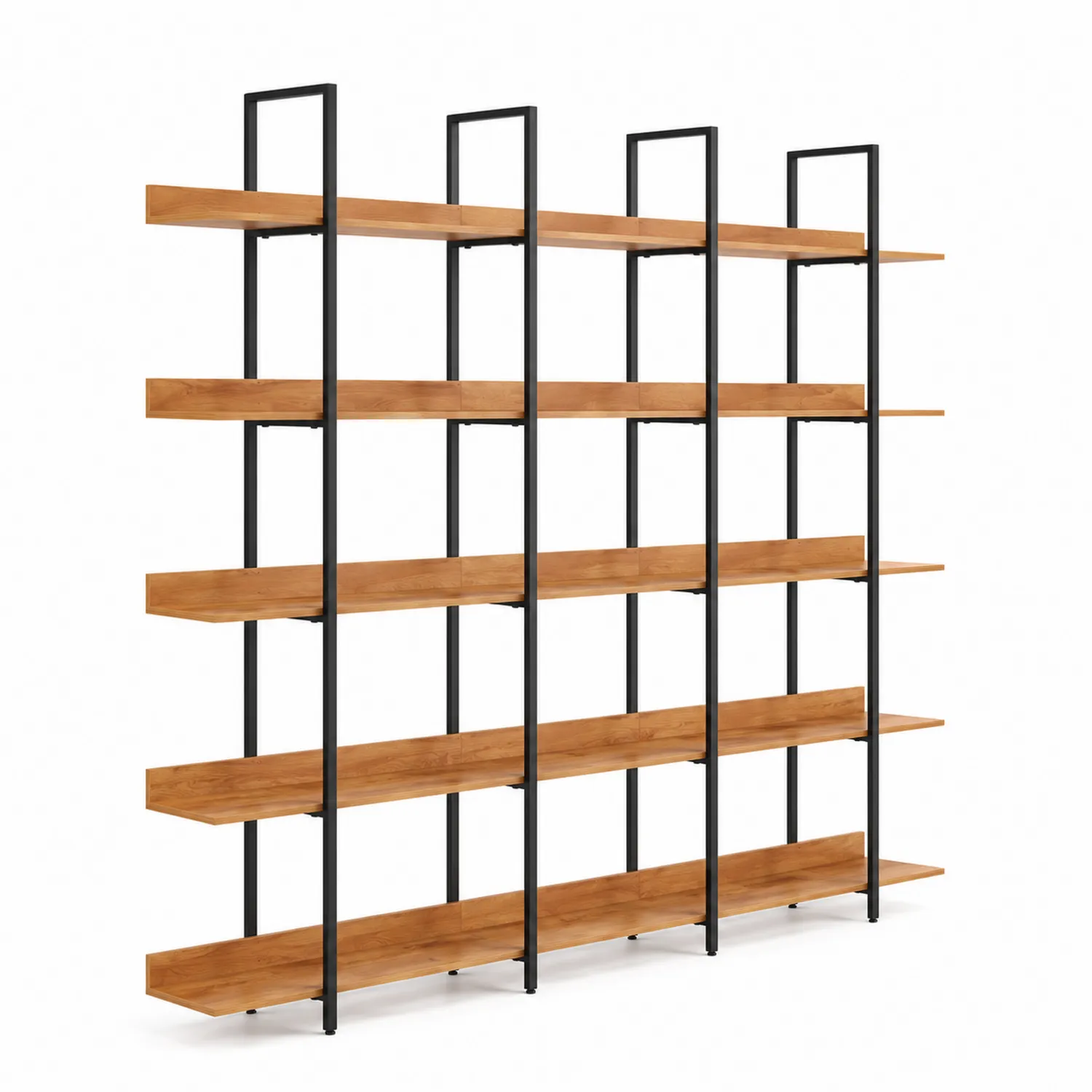 Scaffale a 5 Ripiani in Legno e Metallo Nero