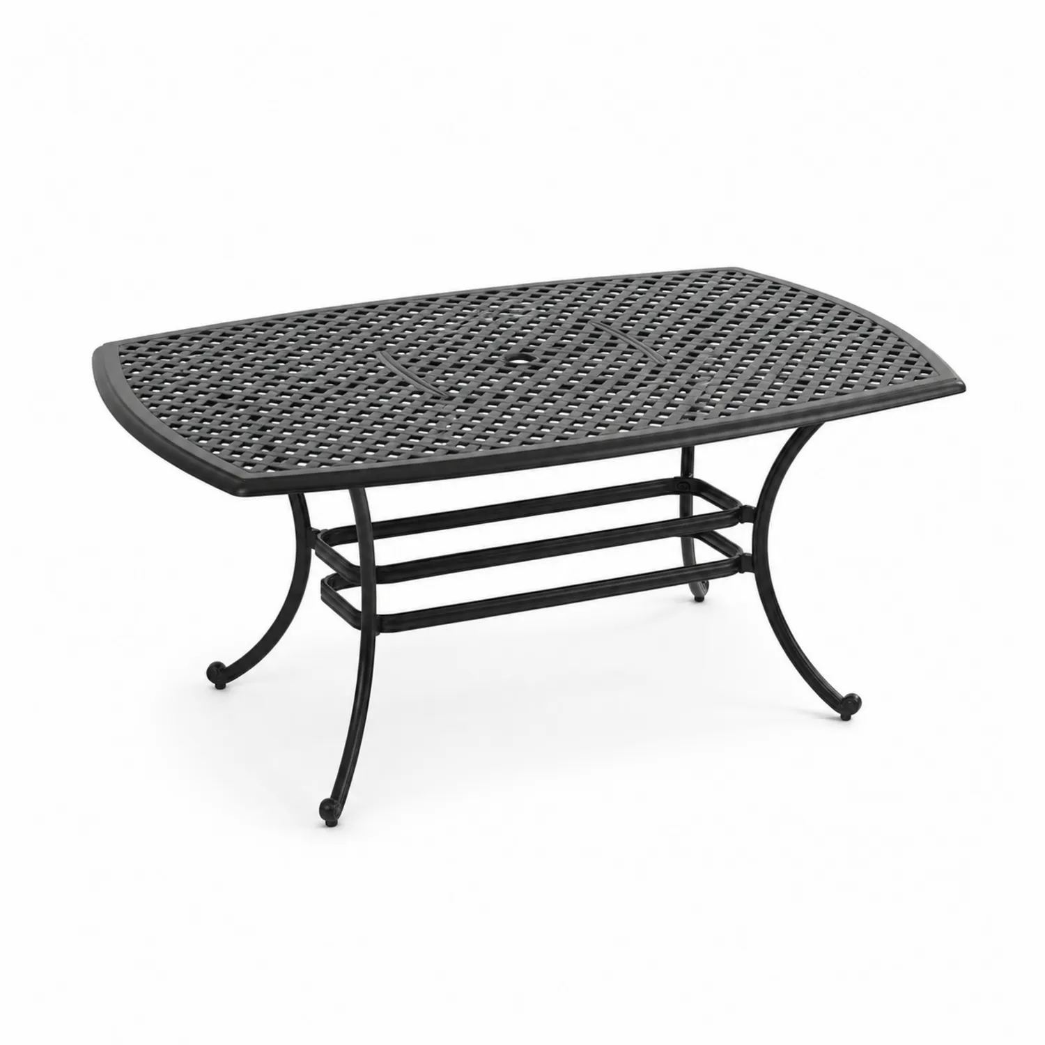 Tavolo da Giardino in Metallo Nero 150x90x72 cm