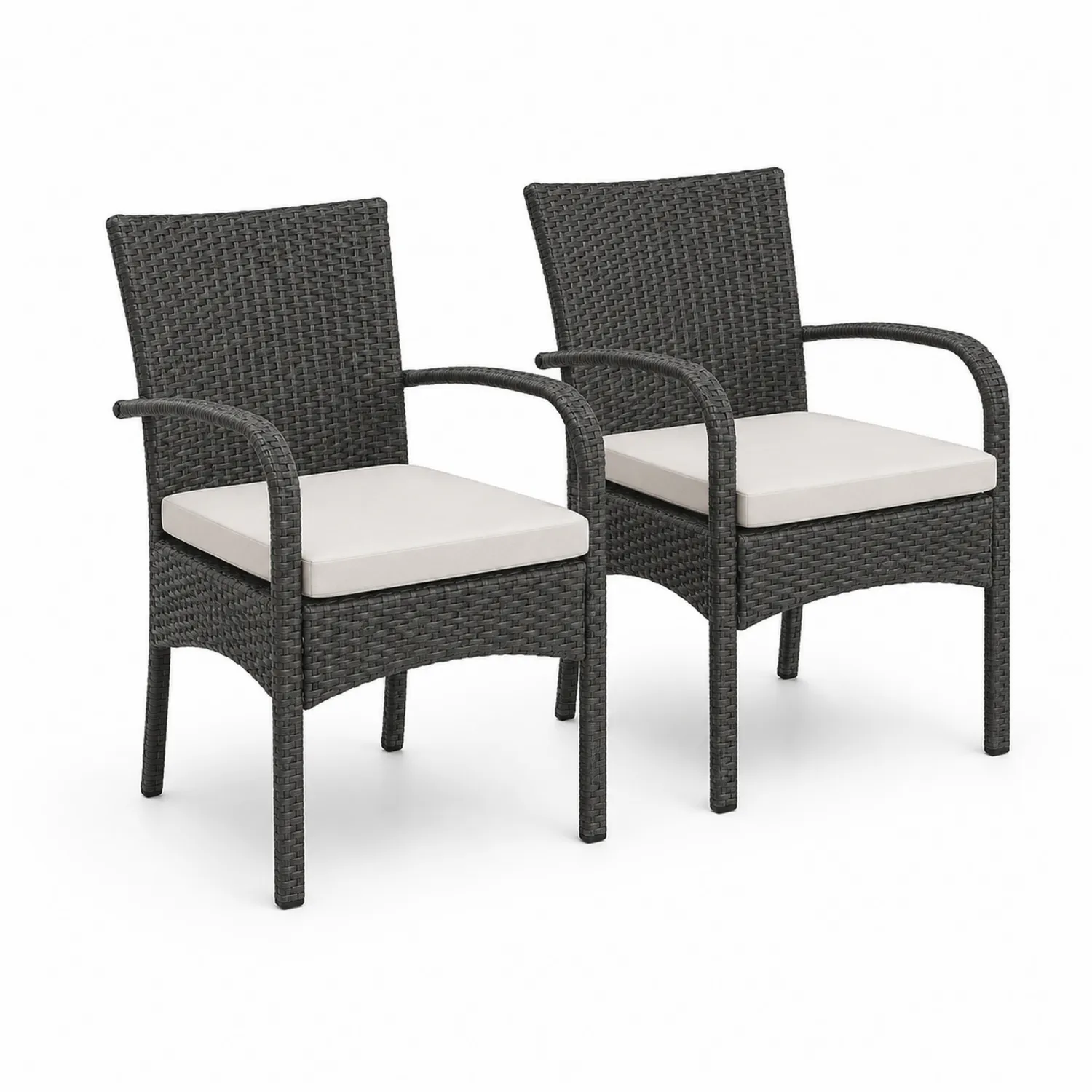 Set di 2 sedie in rattan sintetico con cuscini in poliestere