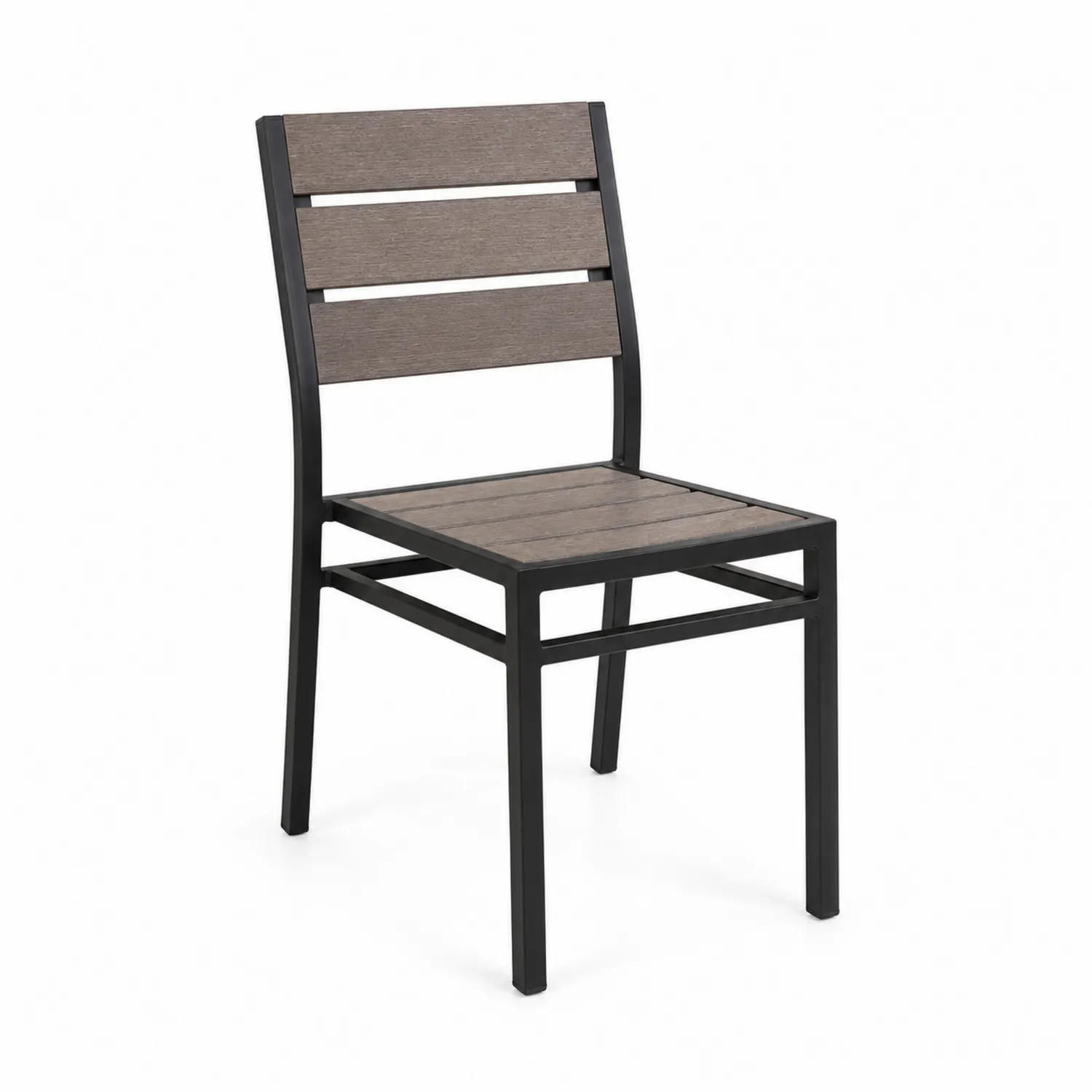 Sedia da Giardino in Metallo e Legno Composito 85x55x55 cm