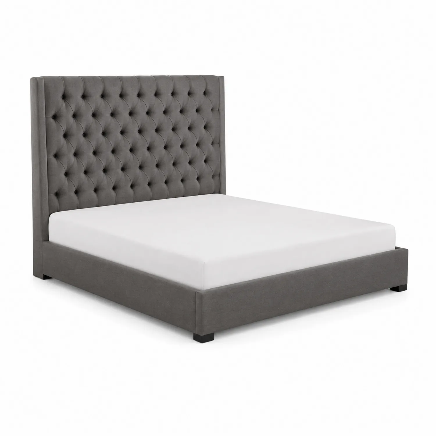 Letto matrimoniale in tessuto grigio 160x200 cm
