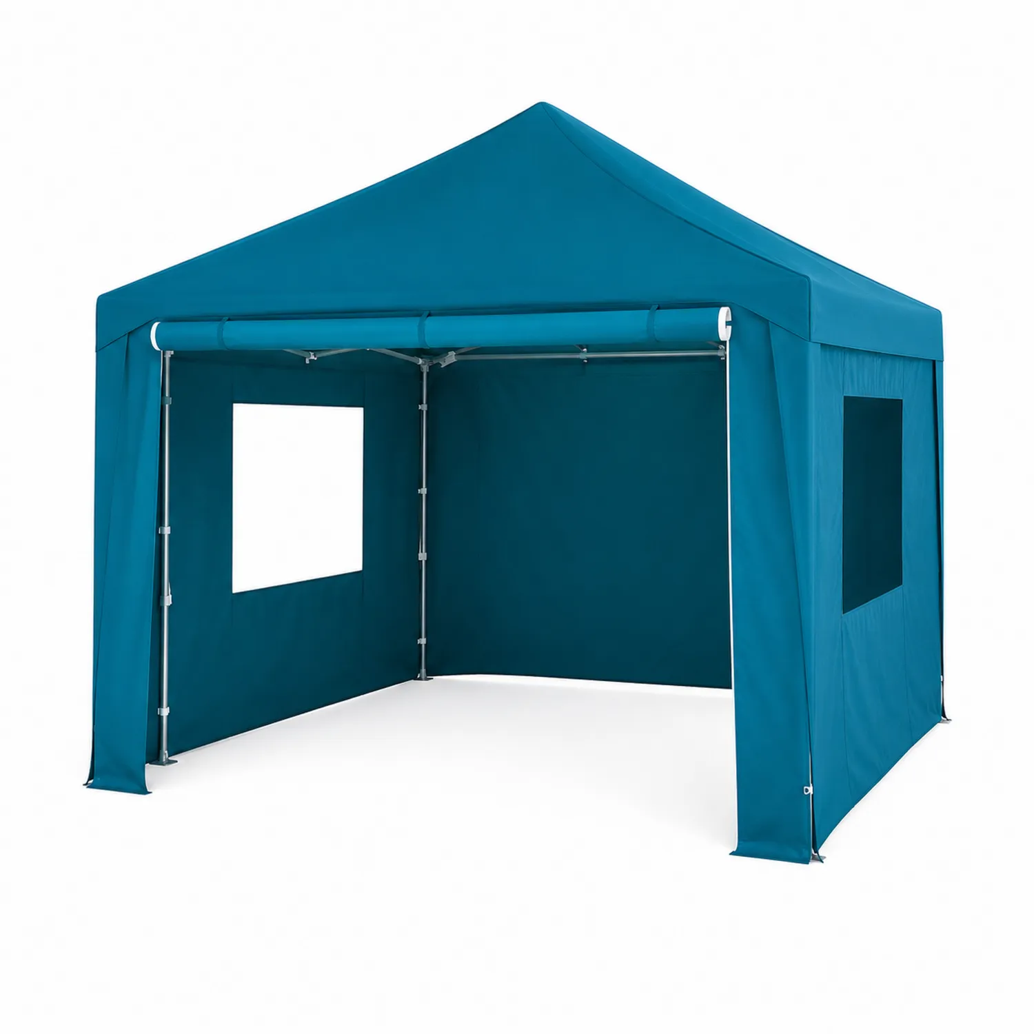 Gazebo da Esterno in Acciaio e Poliestere Blu 3x3 m