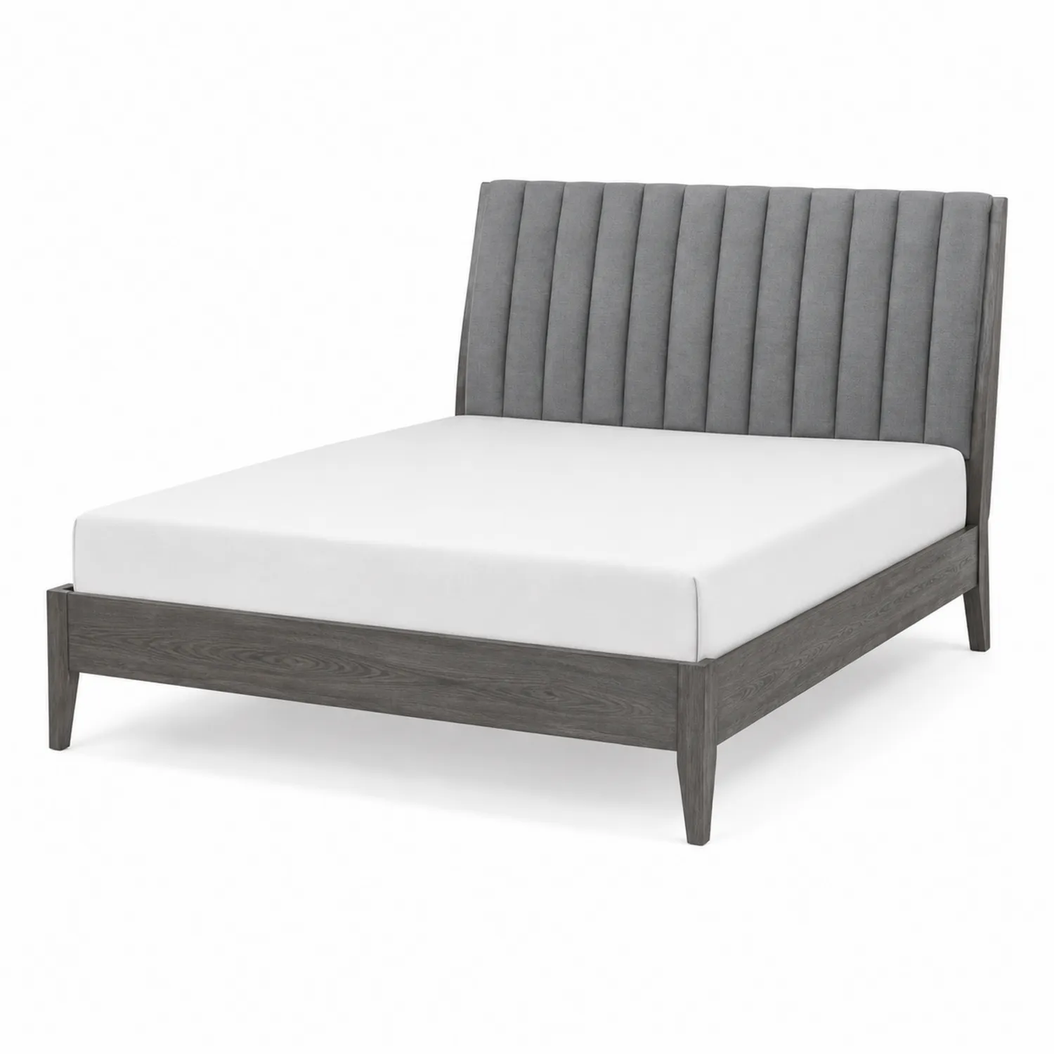 Letto matrimoniale in legno con testiera imbottita