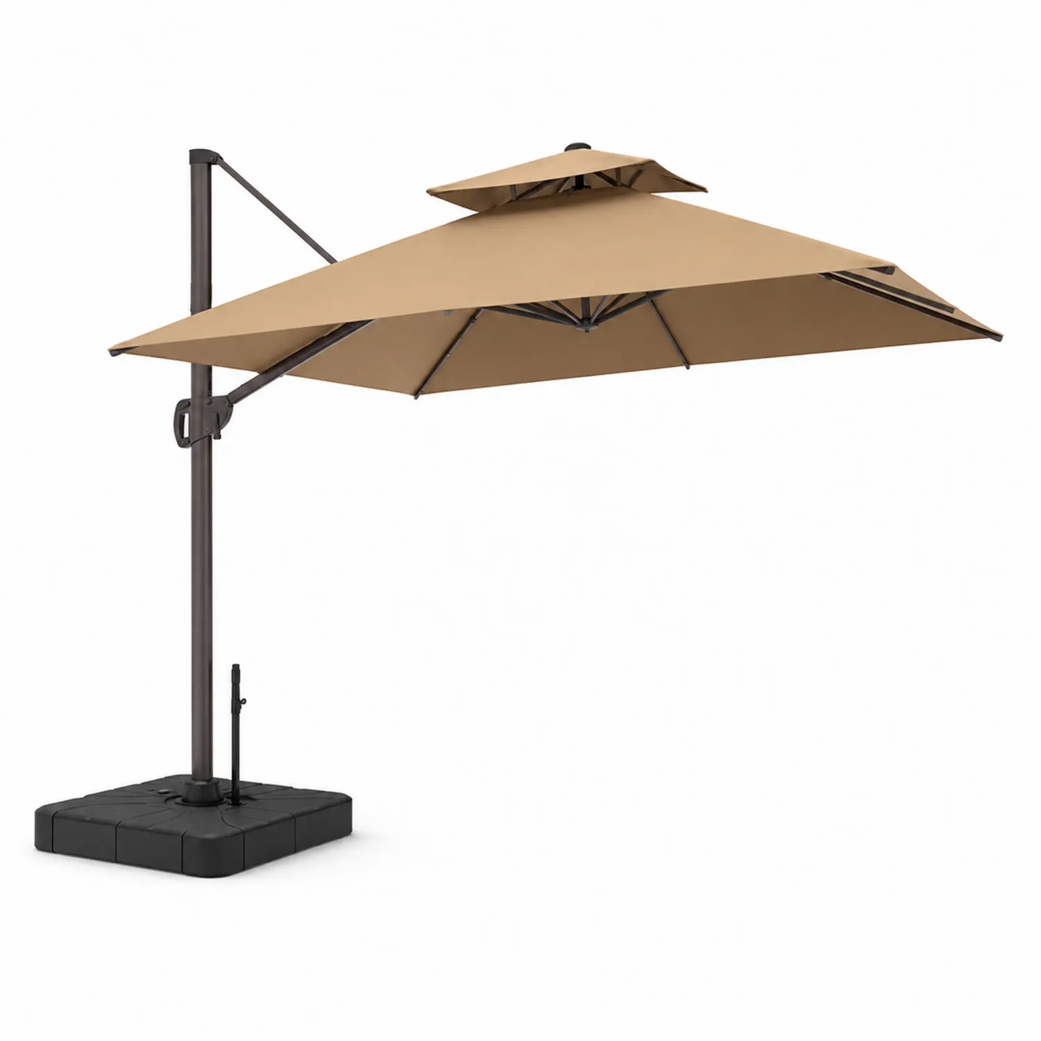 Ombrellone a Braccio Laterale Rettangolare in Alluminio e Poliestere Beige 3x4m