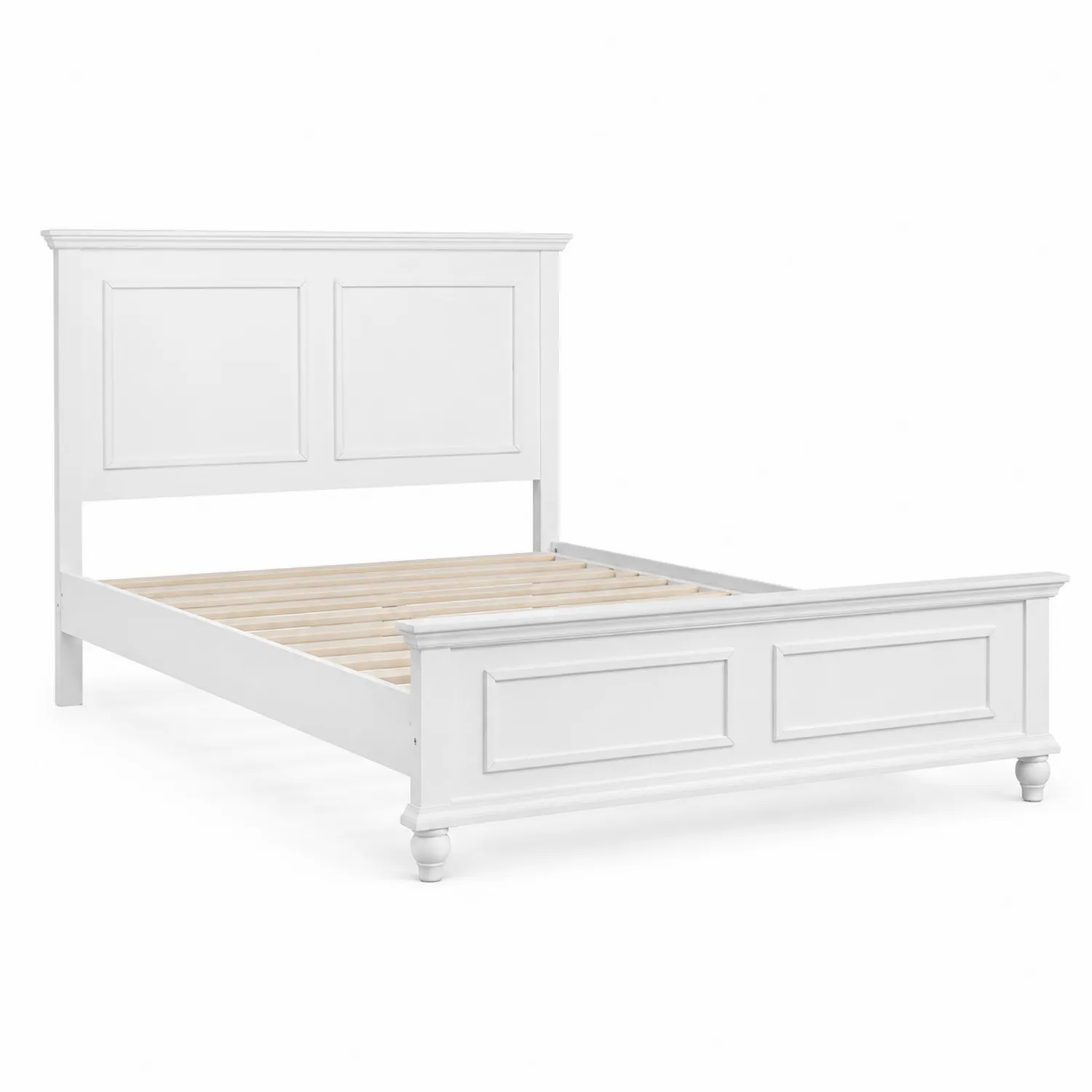 Letto a pannello matrimoniale in legno massello bianco 200x160 cm