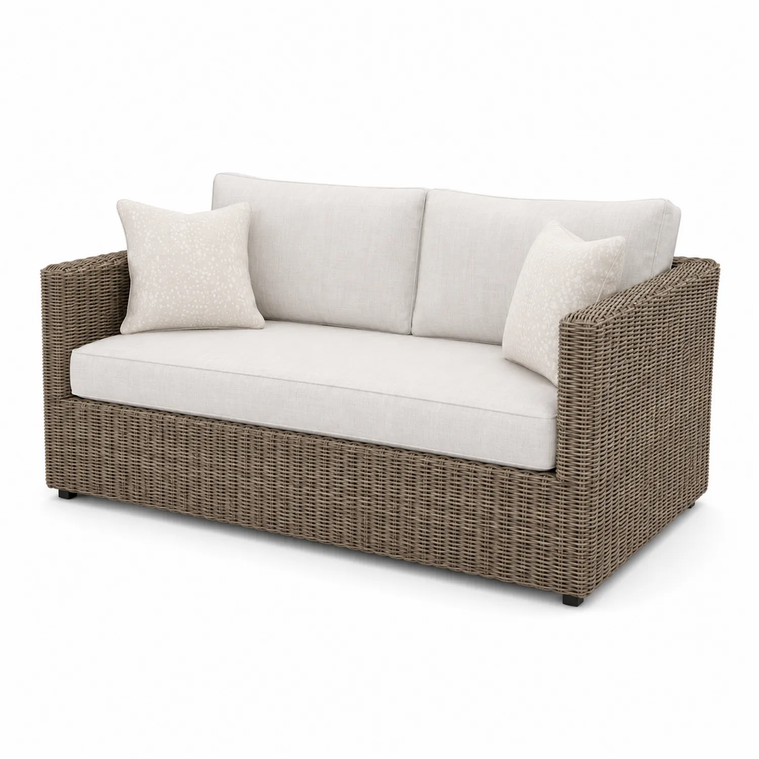 Divano in rattan sintetico con cuscini in poliestere, 180x80x75 cm