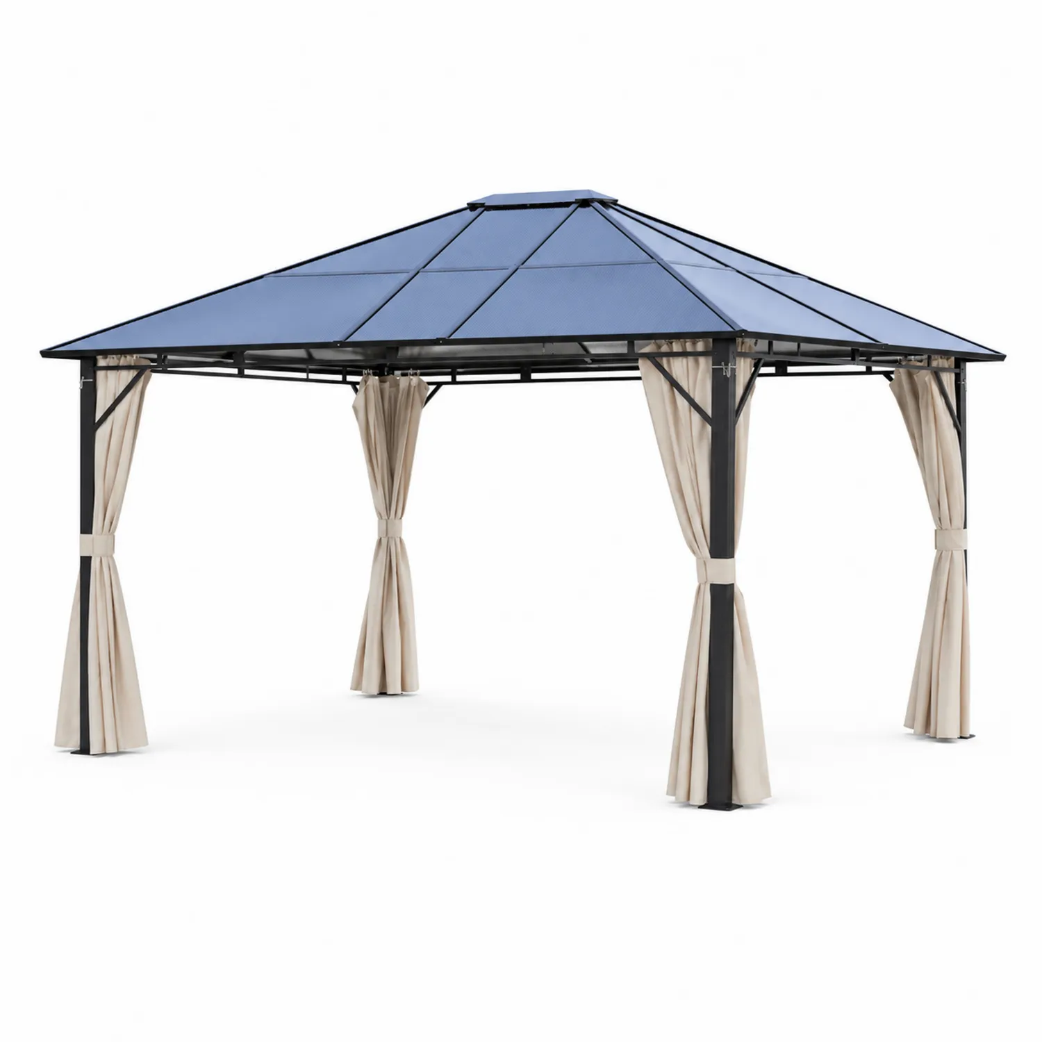 Gazebo da Giardino in Metallo con Tetto in Policarbonato