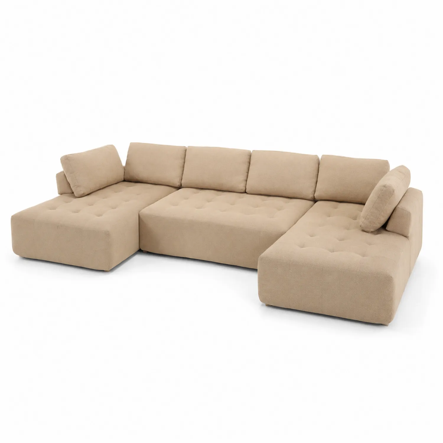 Divano modulare ad angolo in tessuto beige