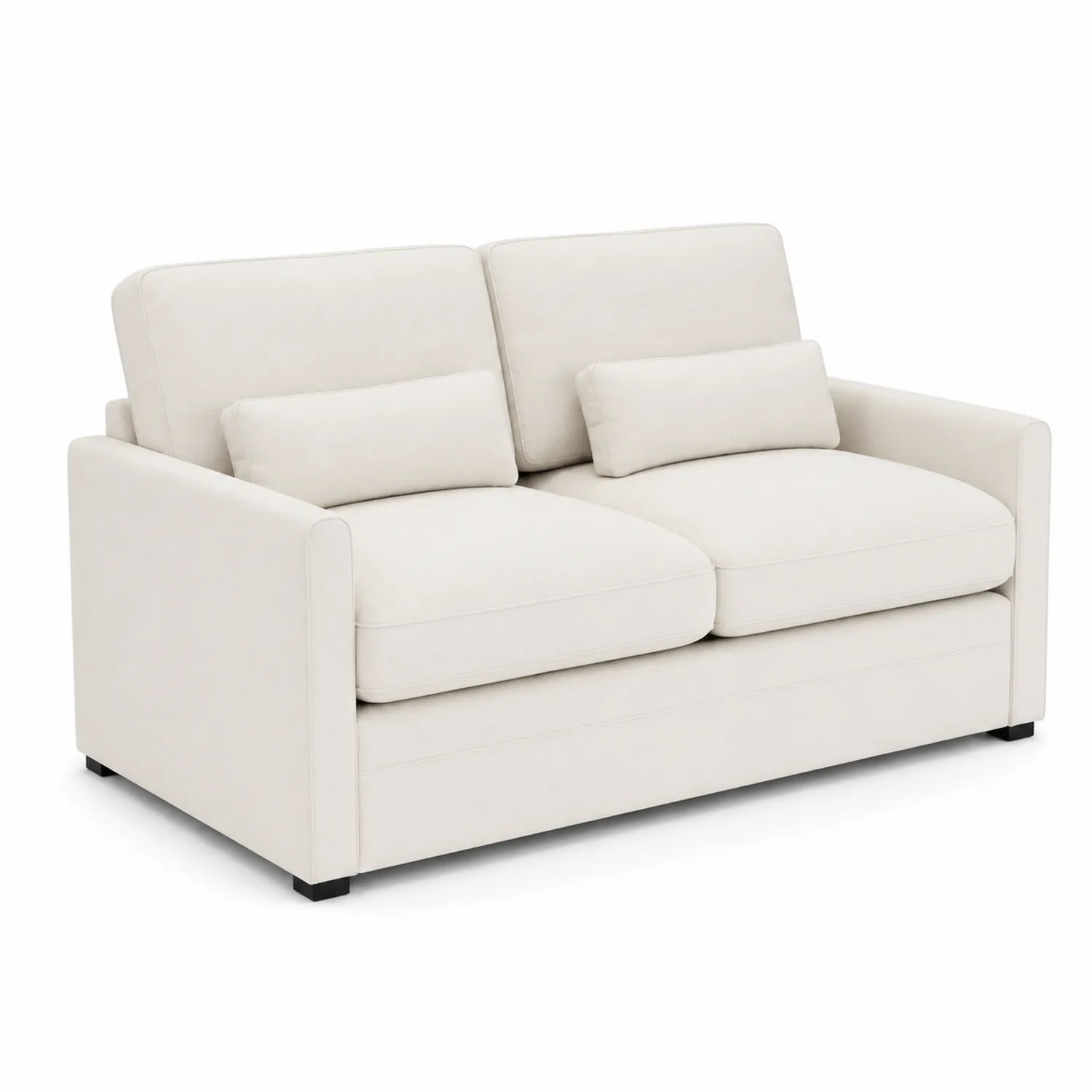 Divano Loveseat in Tessuto Beige con Cuscini