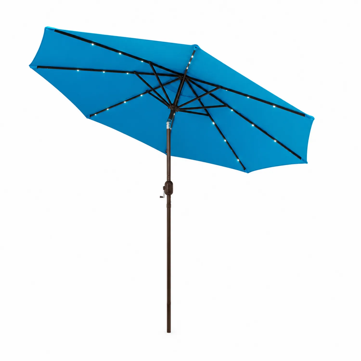 Ombrellone rotondo con luci LED 300 cm in tessuto poliestere Blu