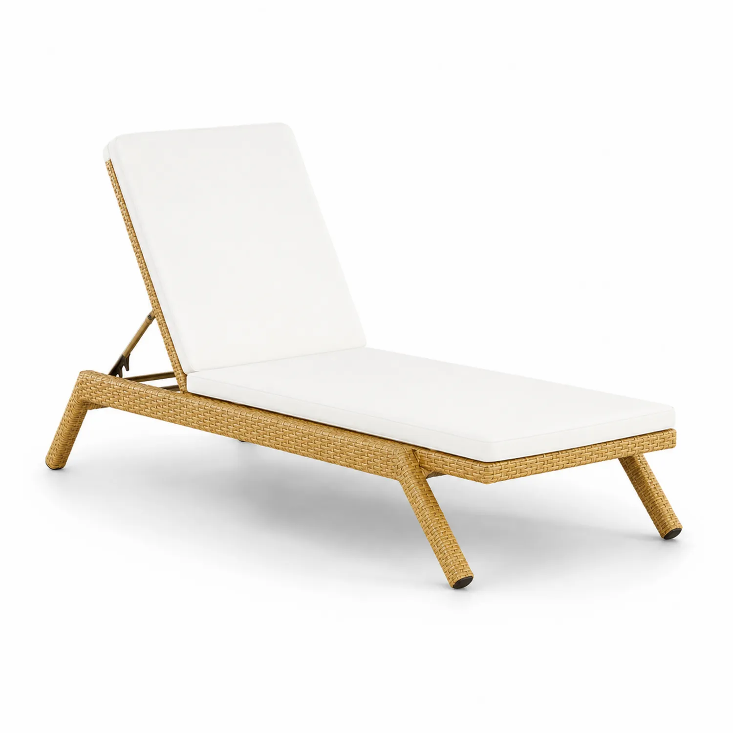 Lettino prendisole in Rattan con cuscini in poliestere Bianco