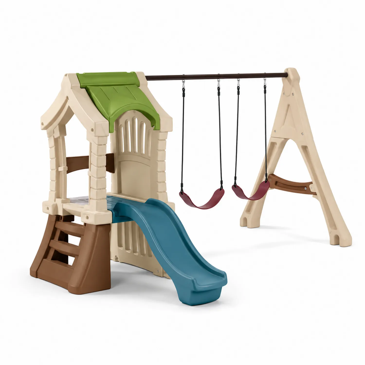 Set di Altalena con Scivolo in Polietilene per Esterno