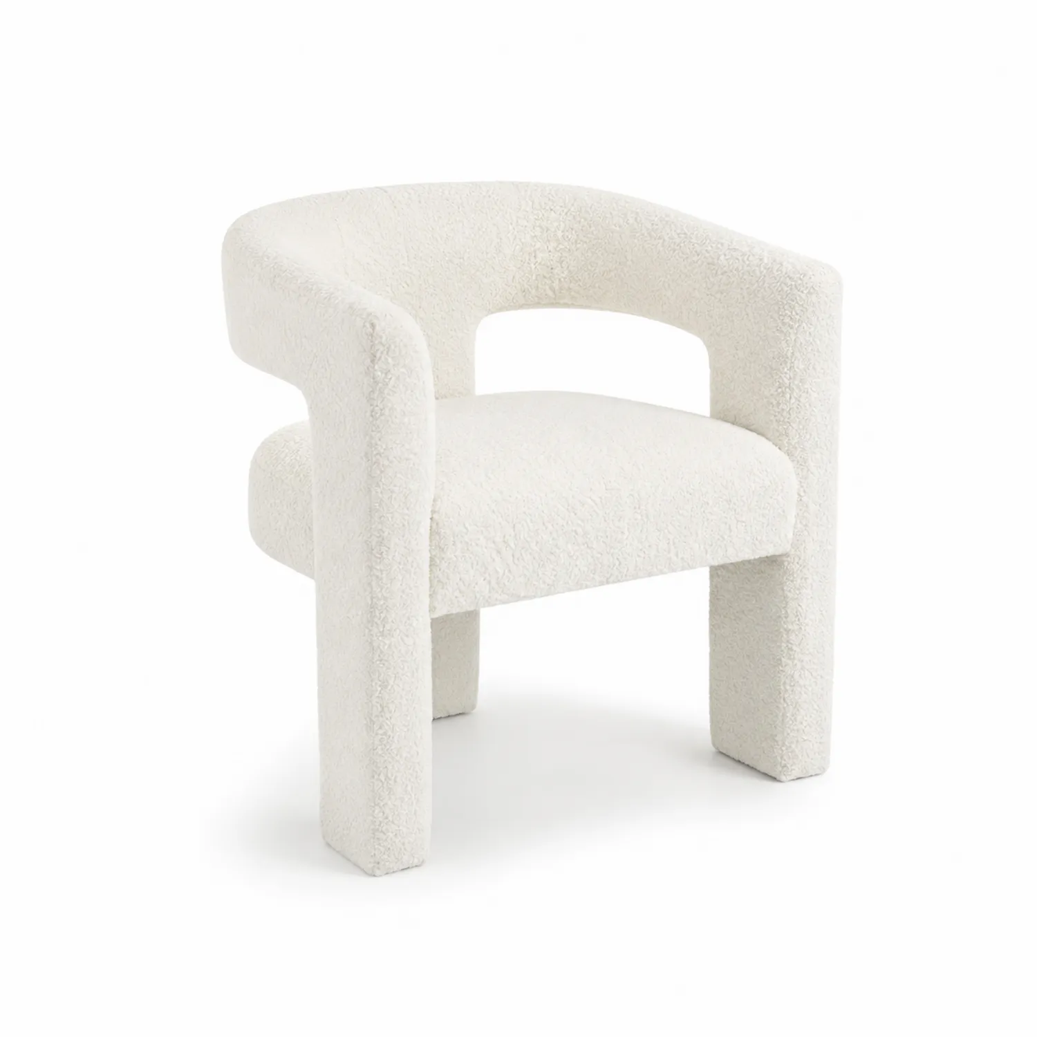 Sedia in Tessuto Bouclé Bianco, 70x60x75 cm