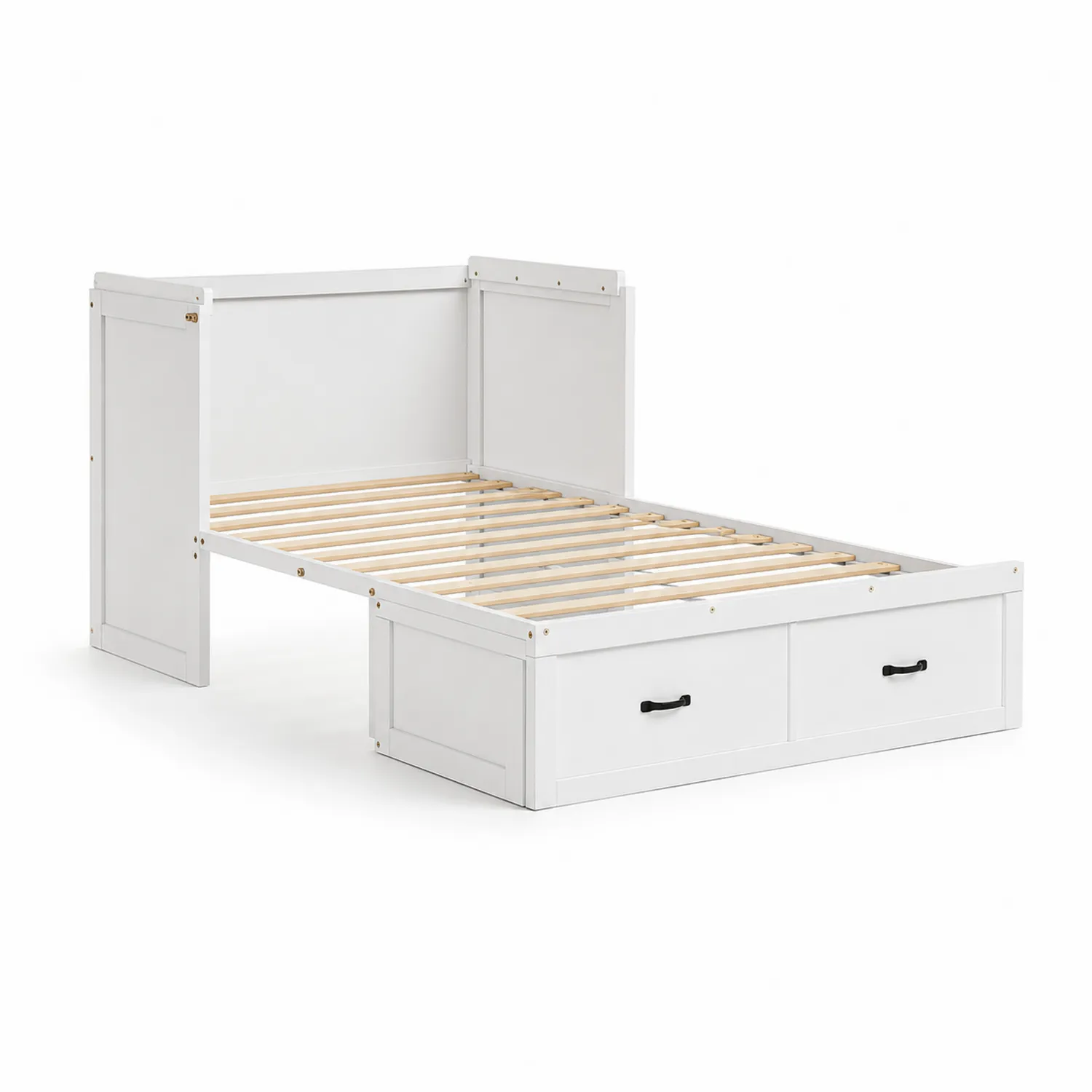 Letto in Legno Bianco con Cassetti 200x90 cm