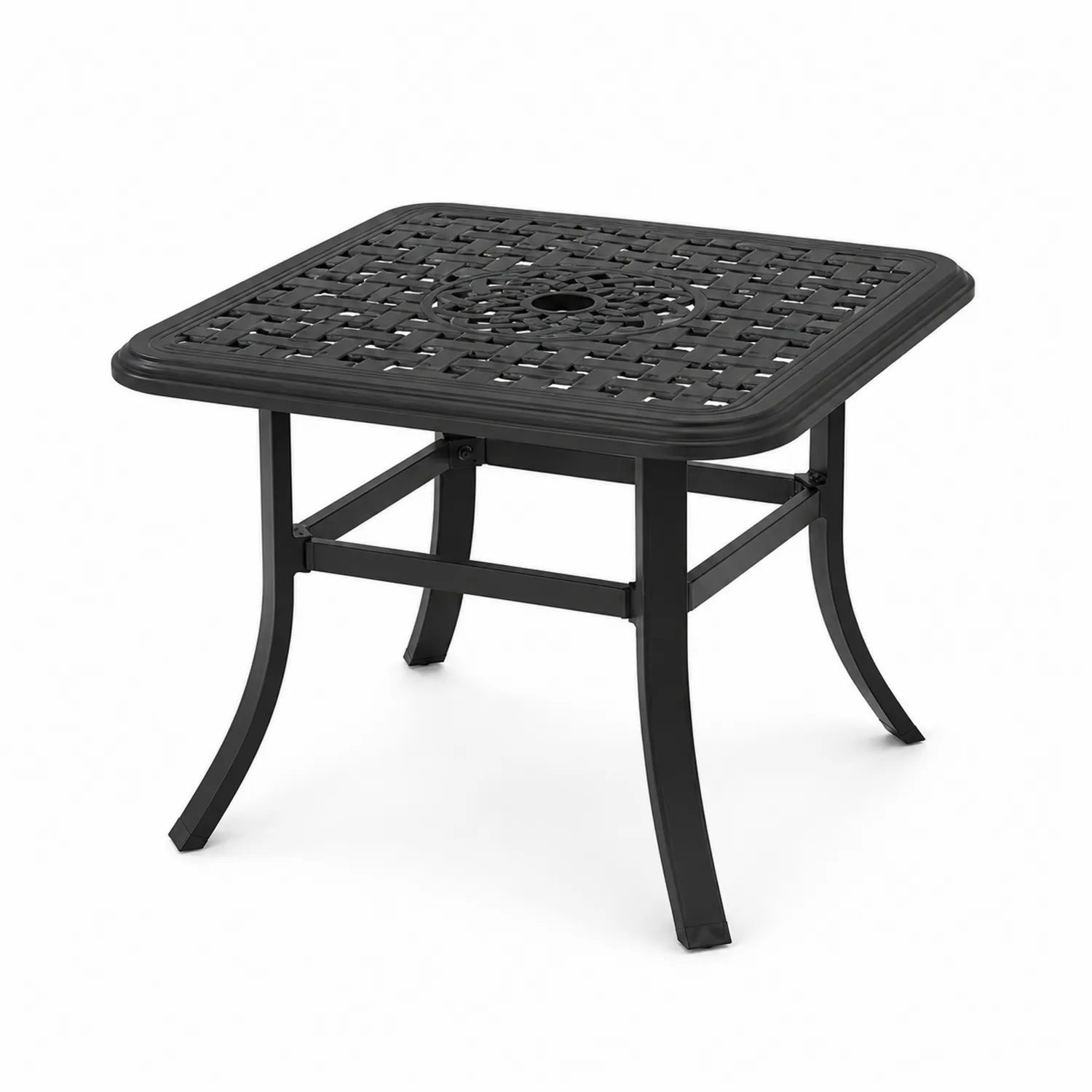 Tavolo da giardino quadrato in metallo 90x90x75 cm Nero