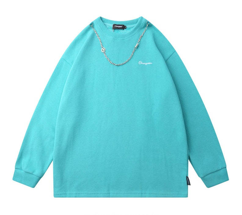 Spring Bottoming Shirt Necklace Design Round Neck Sweater Men And Women