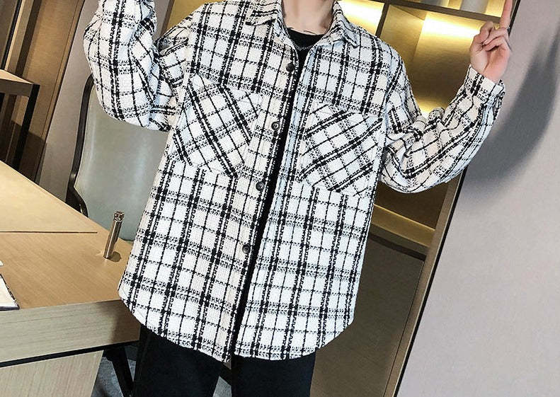 Trendy Man In Plaid Shirt Jacket