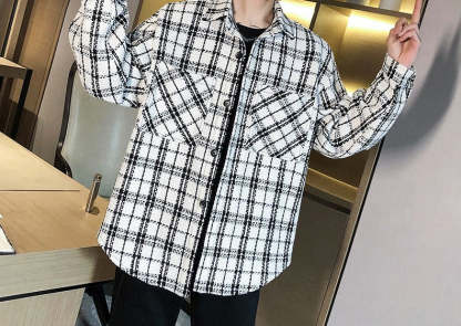 Trendy Man In Plaid Shirt Jacket