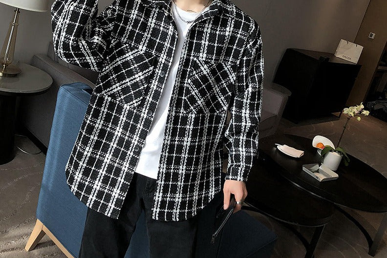 Trendy Man In Plaid Shirt Jacket
