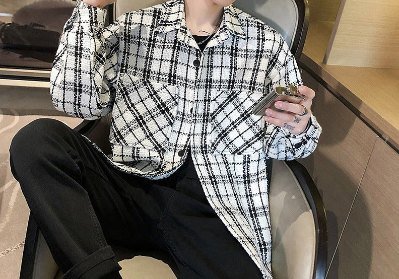 Trendy Man In Plaid Shirt Jacket