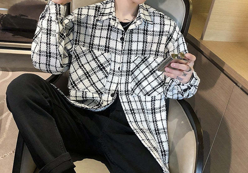 Trendy Man In Plaid Shirt Jacket