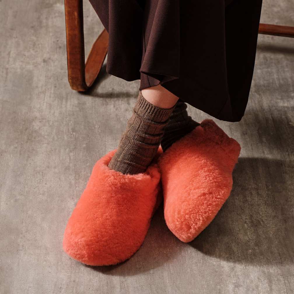 Enwrap Fluffed Clog - ORANGE GERBERA