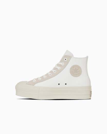 CONVERSE LEATHER ALL STAR Ⓡ LIFTED HI - ホワイト/ライトグレイ - 1