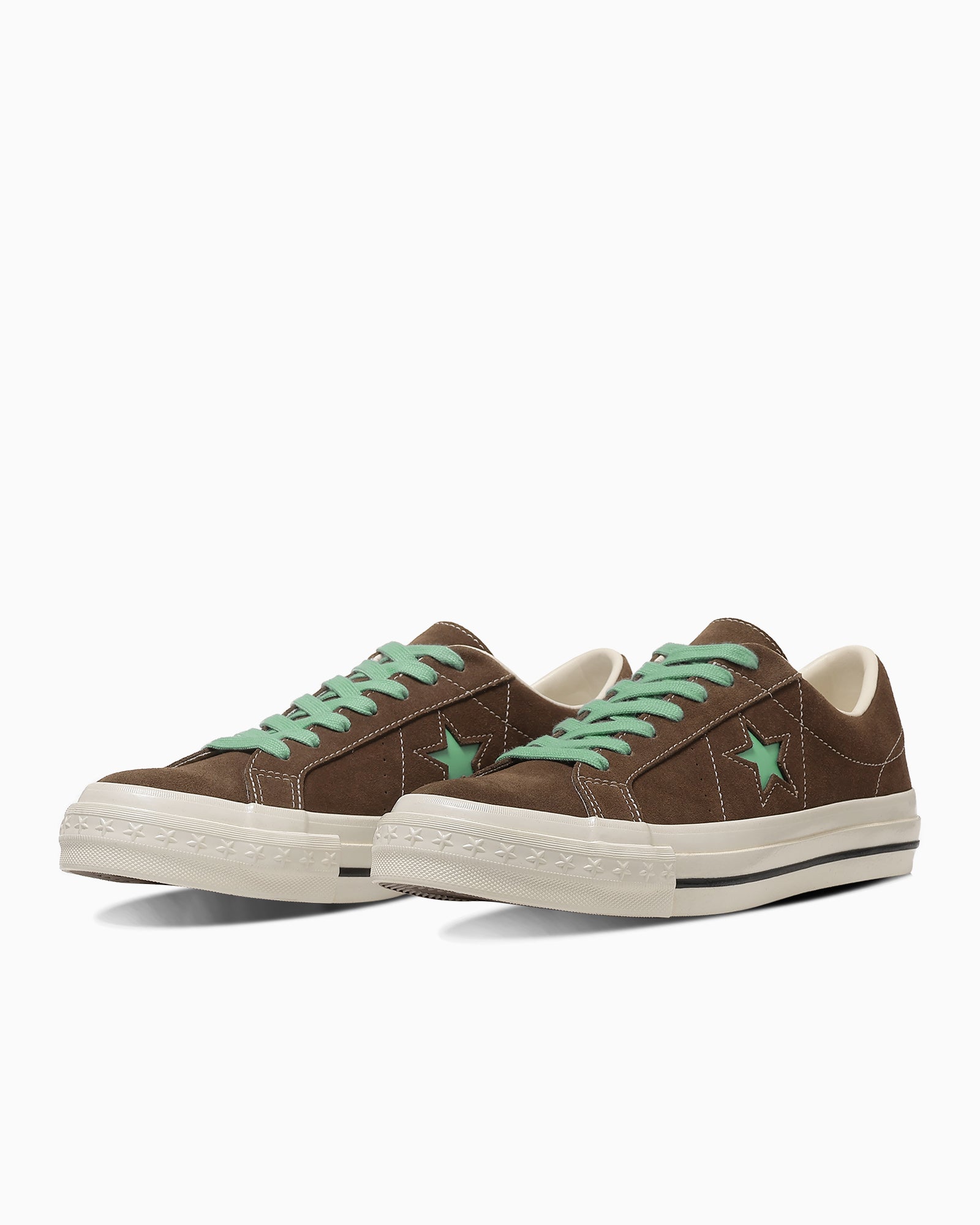 CONVERSE ONE STAR AGED SUEDE - ブラウン/ジェイドグリーン - 2
