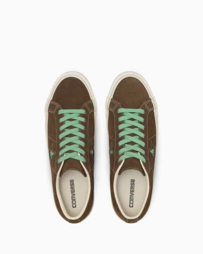 CONVERSE ONE STAR AGED SUEDE - ブラウン/ジェイドグリーン - 4