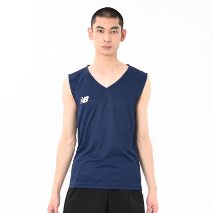 New Balance インナーシャツ Vネックノースリーブ, JMTF1022NV